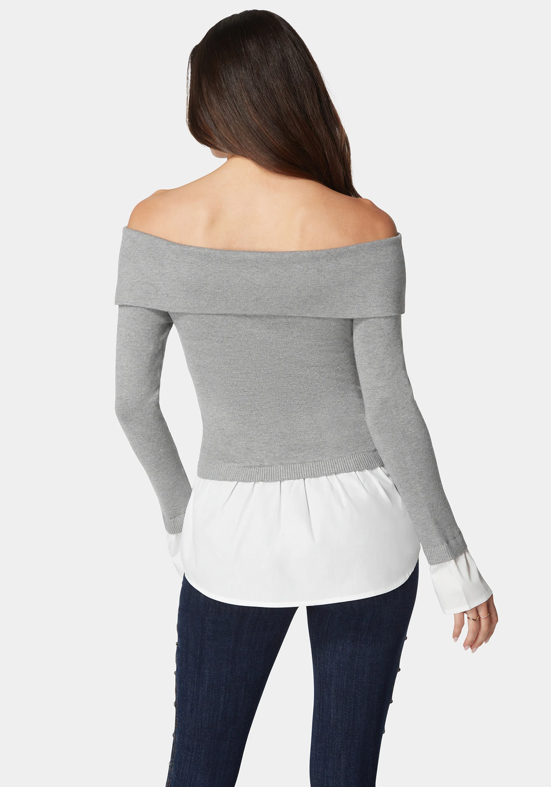 10055-poplin-combo-fold-over-off-shoulder-sweater-top-3.webp Poplin Combo Fold Over Off Shoulder Sweater Top