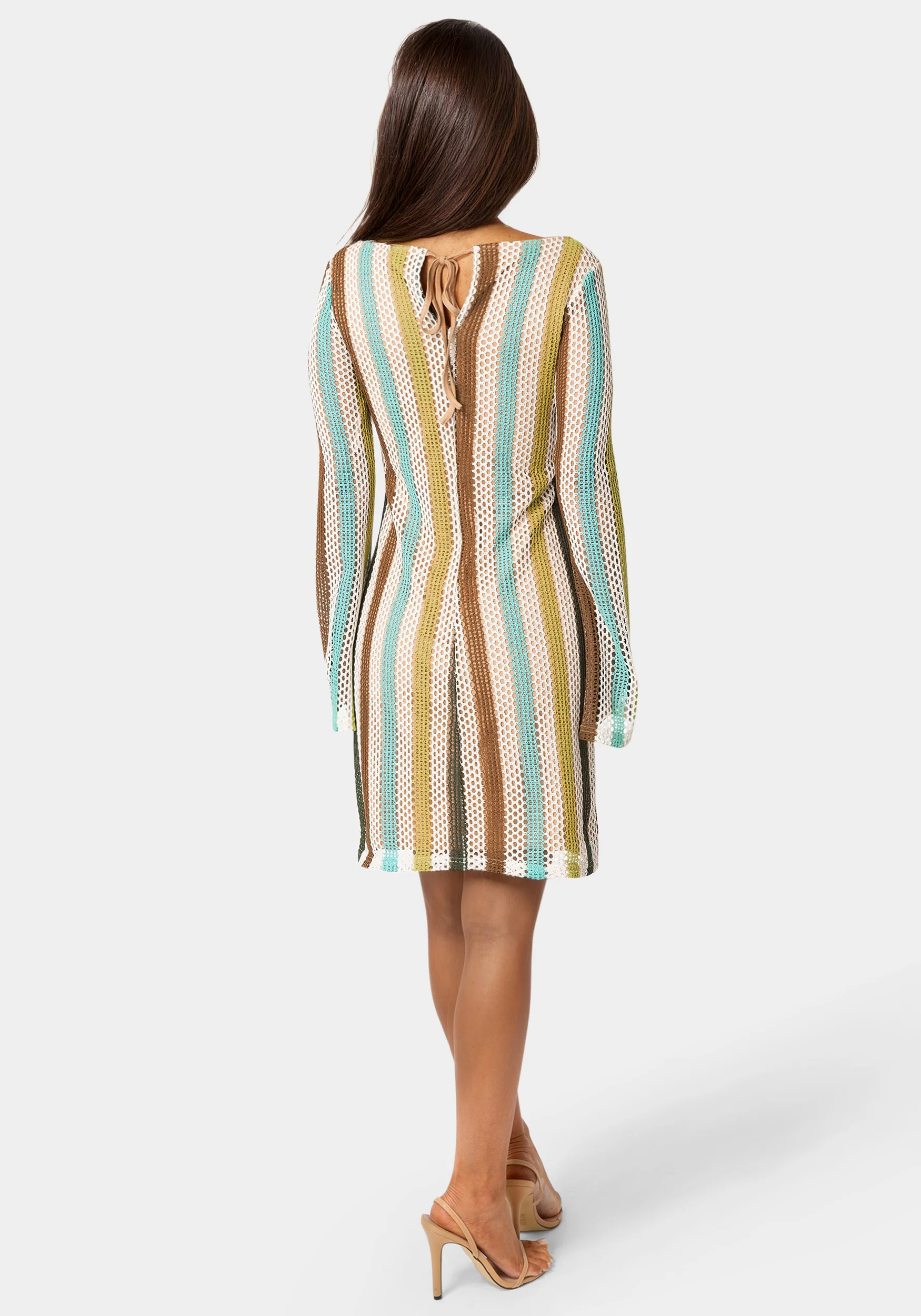 Striple Long Sleeve Slim Dress