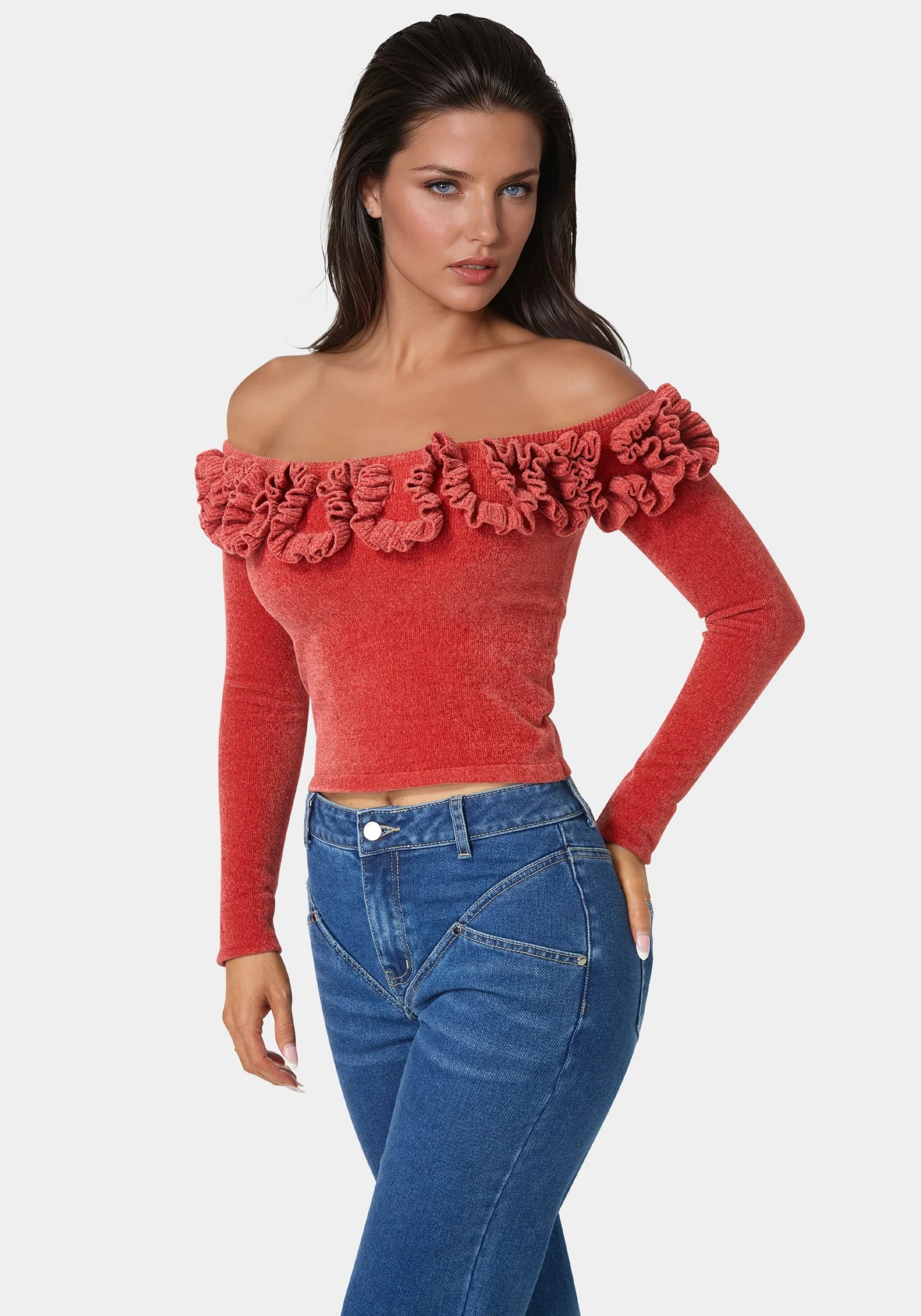 10196-off-shoulder-ruffle-detail-sweater-2.webp Off Shoulder Ruffle Detail Sweater
