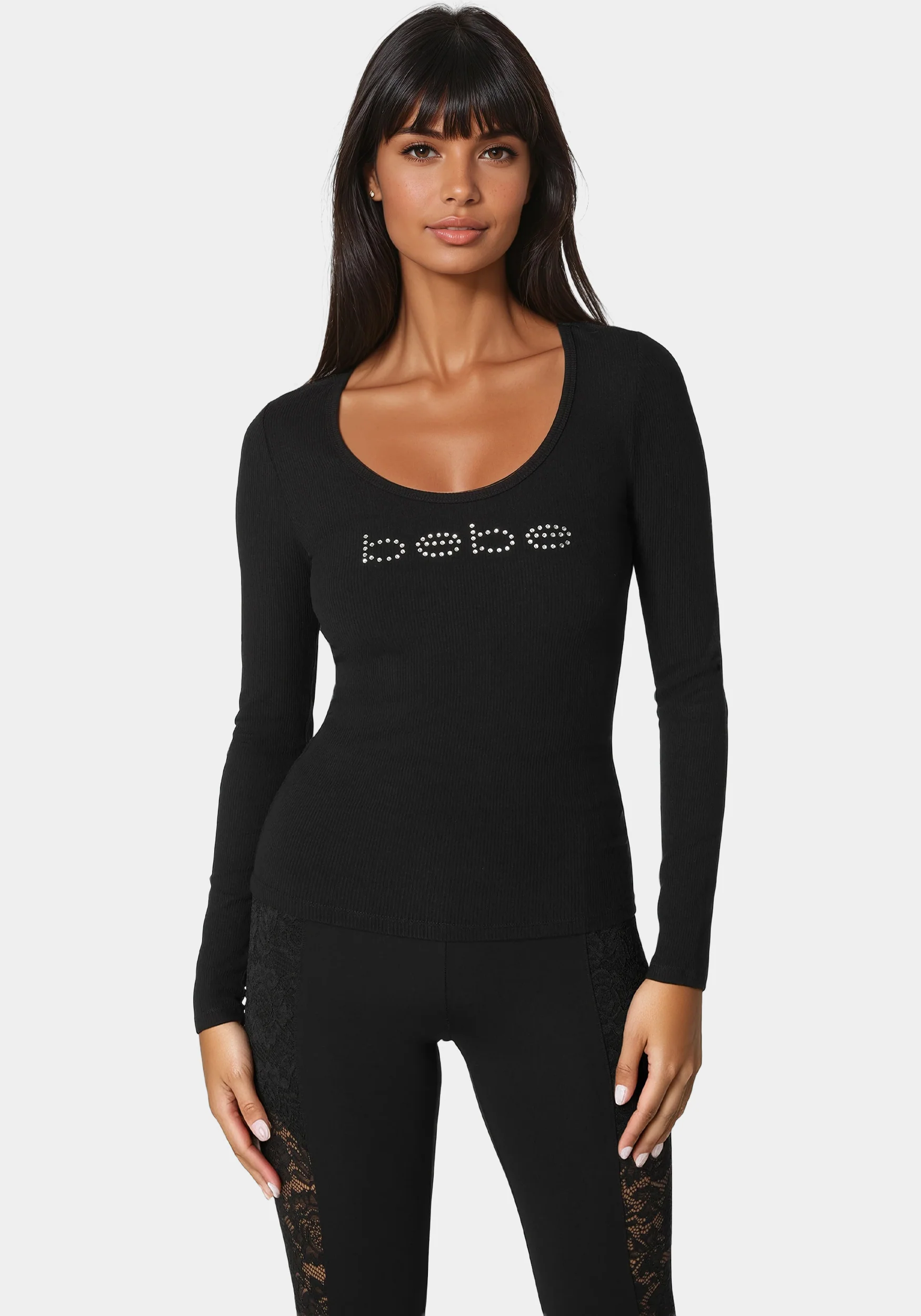 10208-bebe-logo-long-sleeve-scoop-neck-single-stone-rib-top-1.webp Bebe Logo Long Sleeve Scoop Neck Single Stone Rib Top