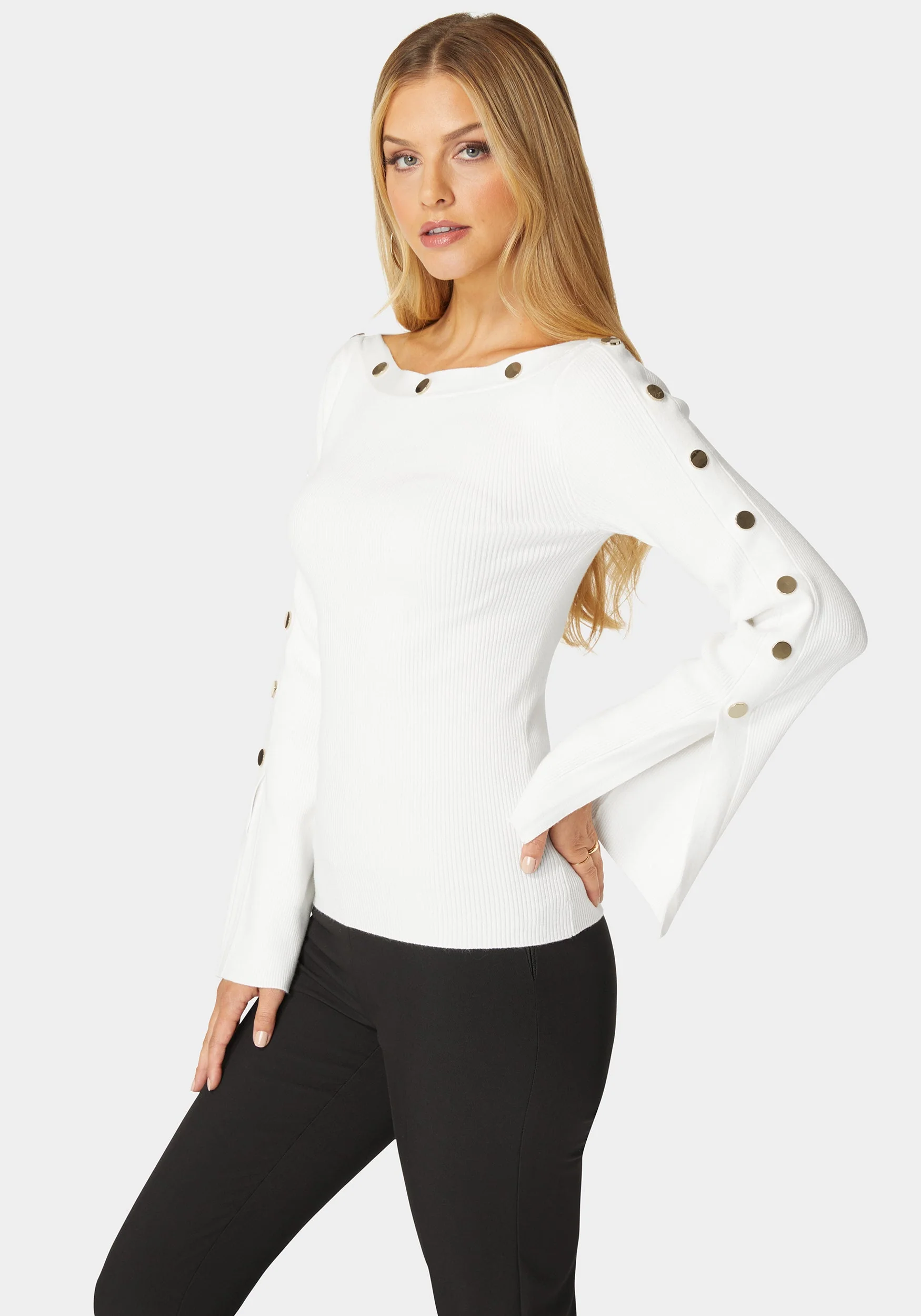 10310-off-shoulder-bateau-snapped-slit-sweater-2.webp Off Shoulder Bateau Snapped Slit Sweater