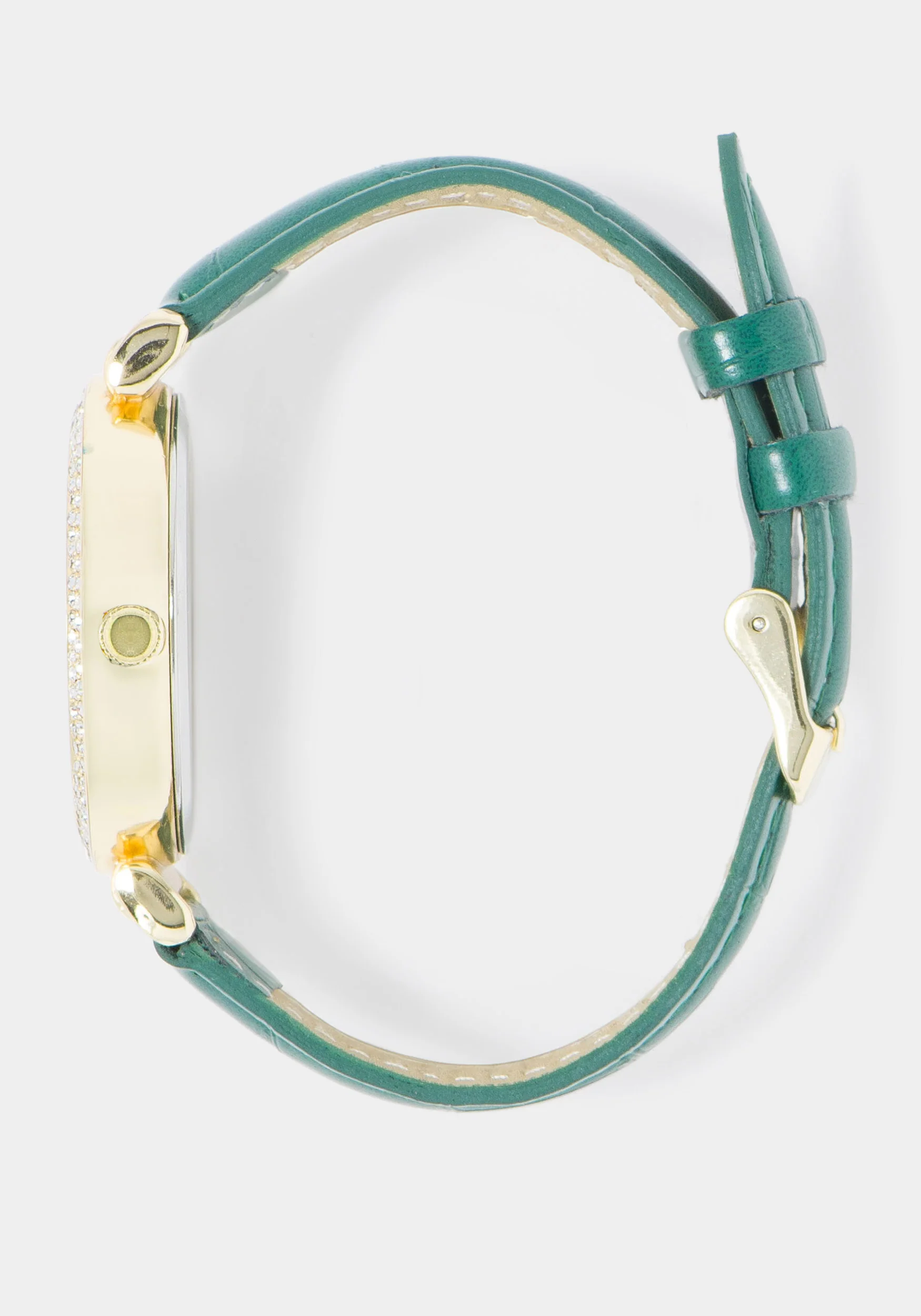 Croco Strap Crystal Watch