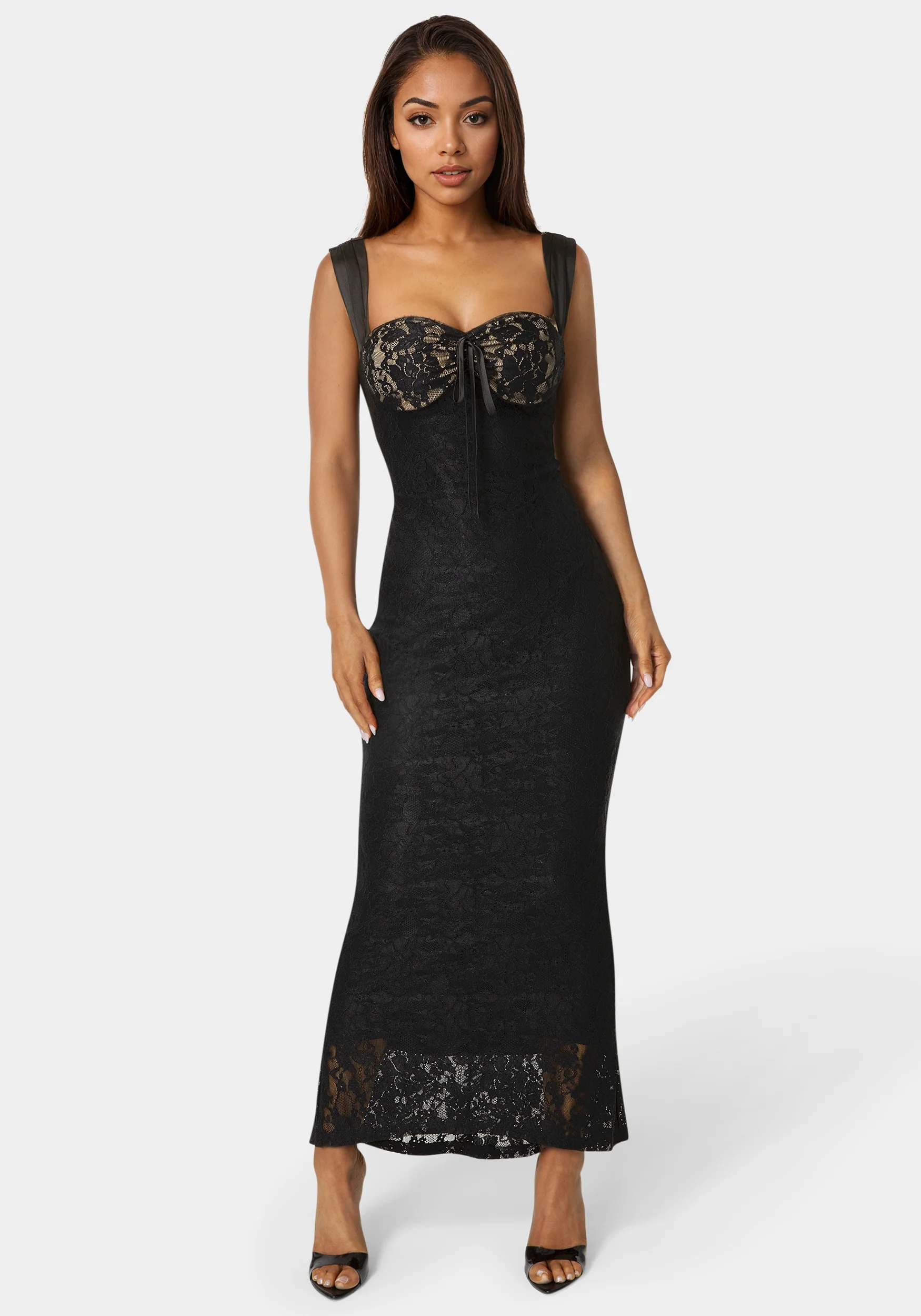 Lace Bustier Midi Dress
