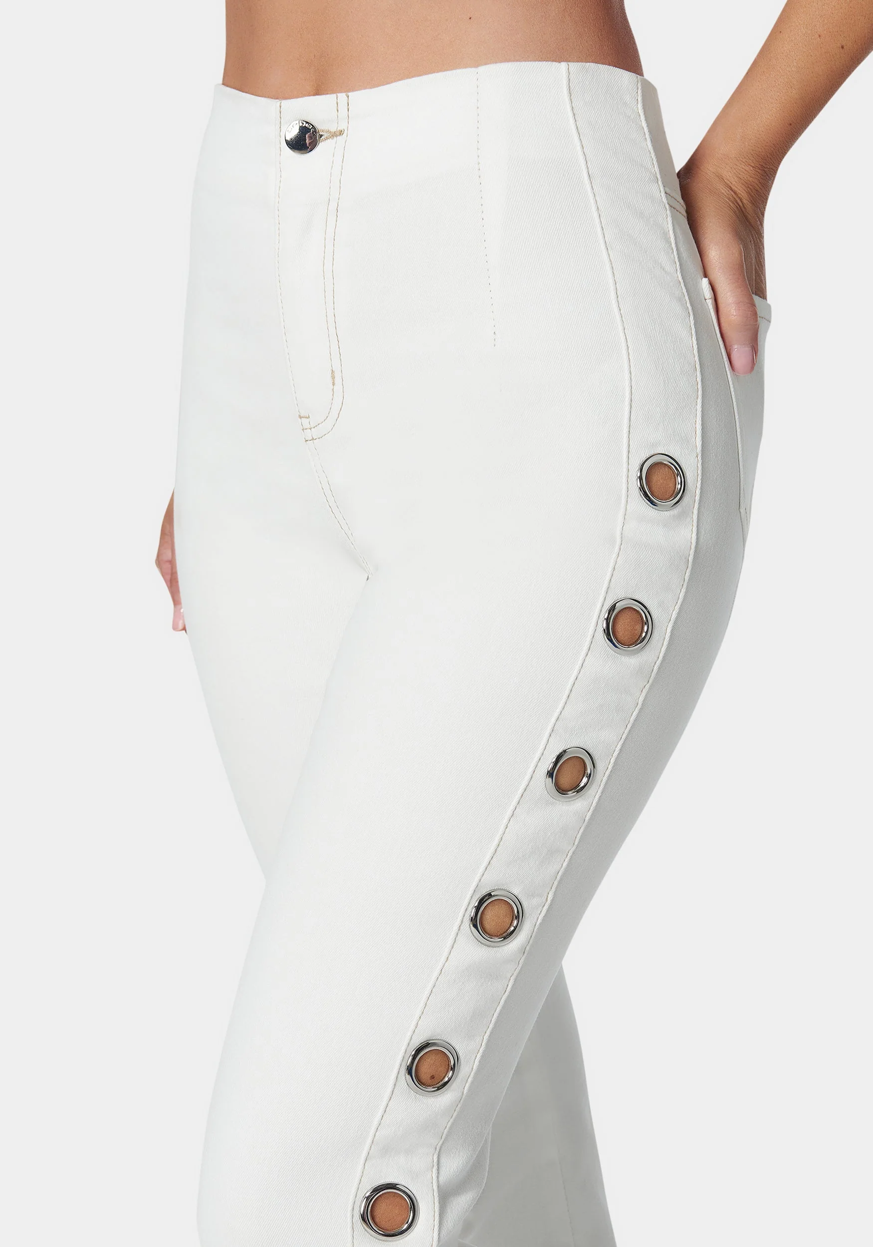 10831-white-high-waist-flared-grommet-jeans-4.webp White High Waist Flared Grommet Jeans