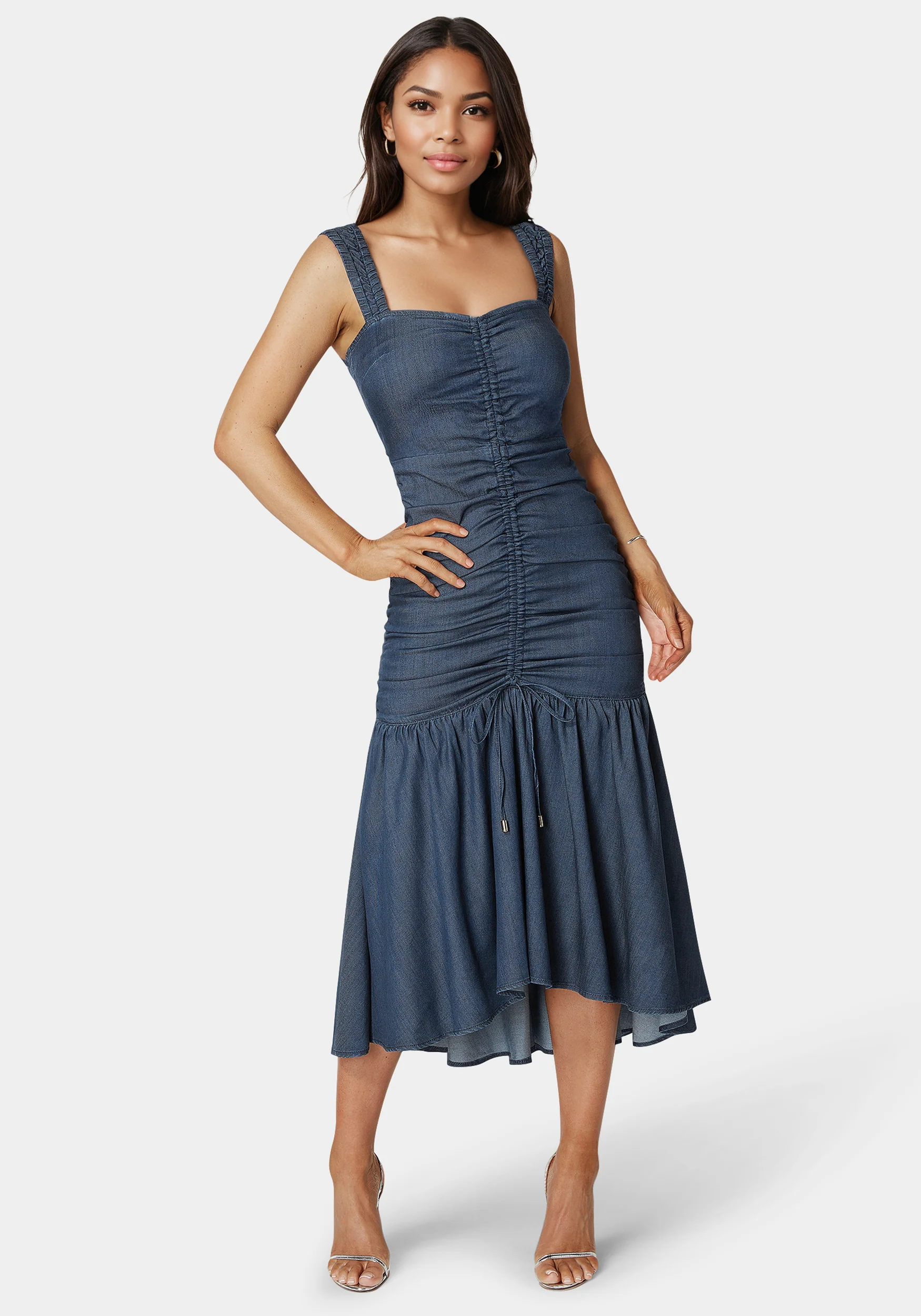 11086-ruched-denim-dress-3.webp Ruched Denim Dress