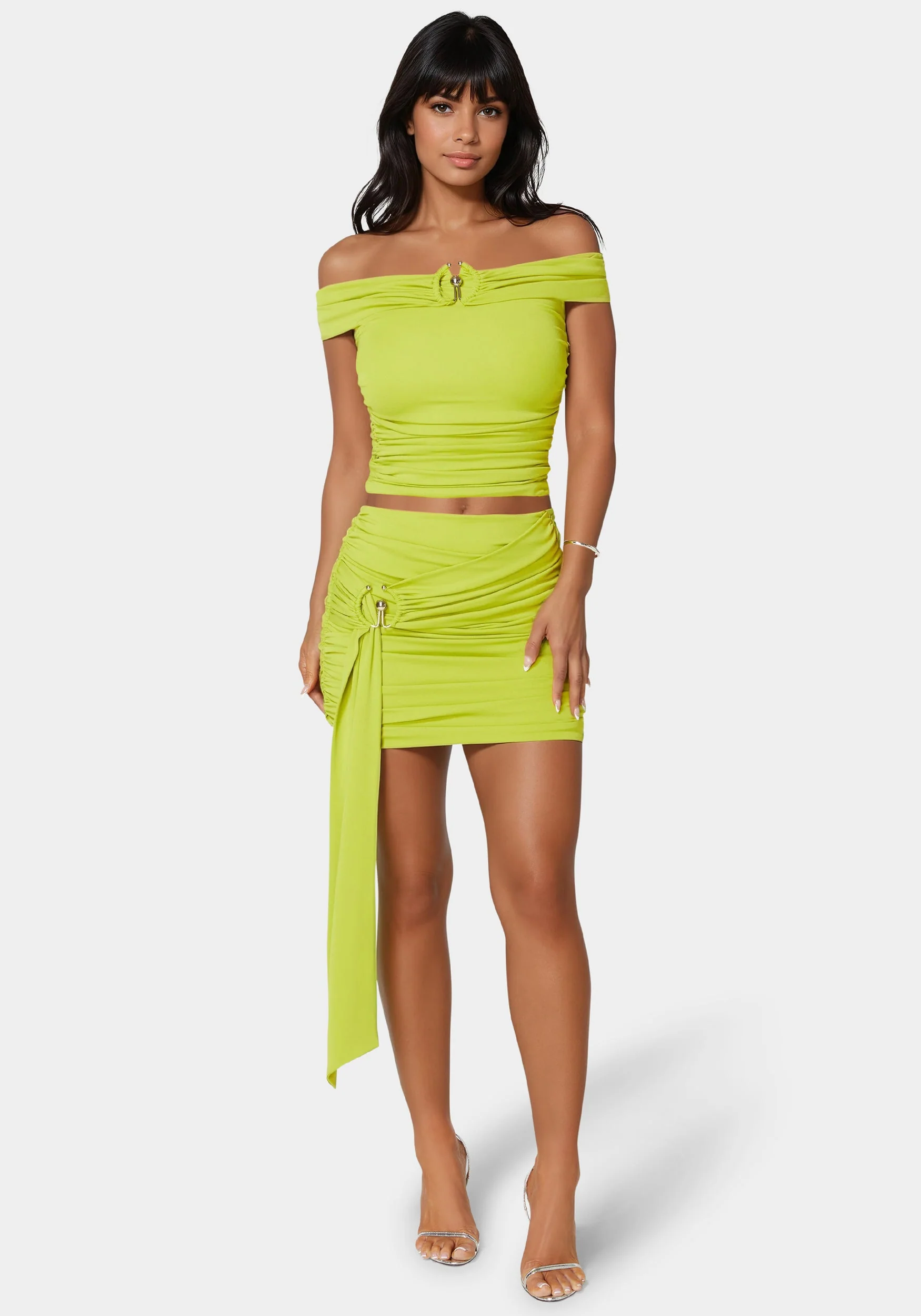Tie Ruched Knit Skirt