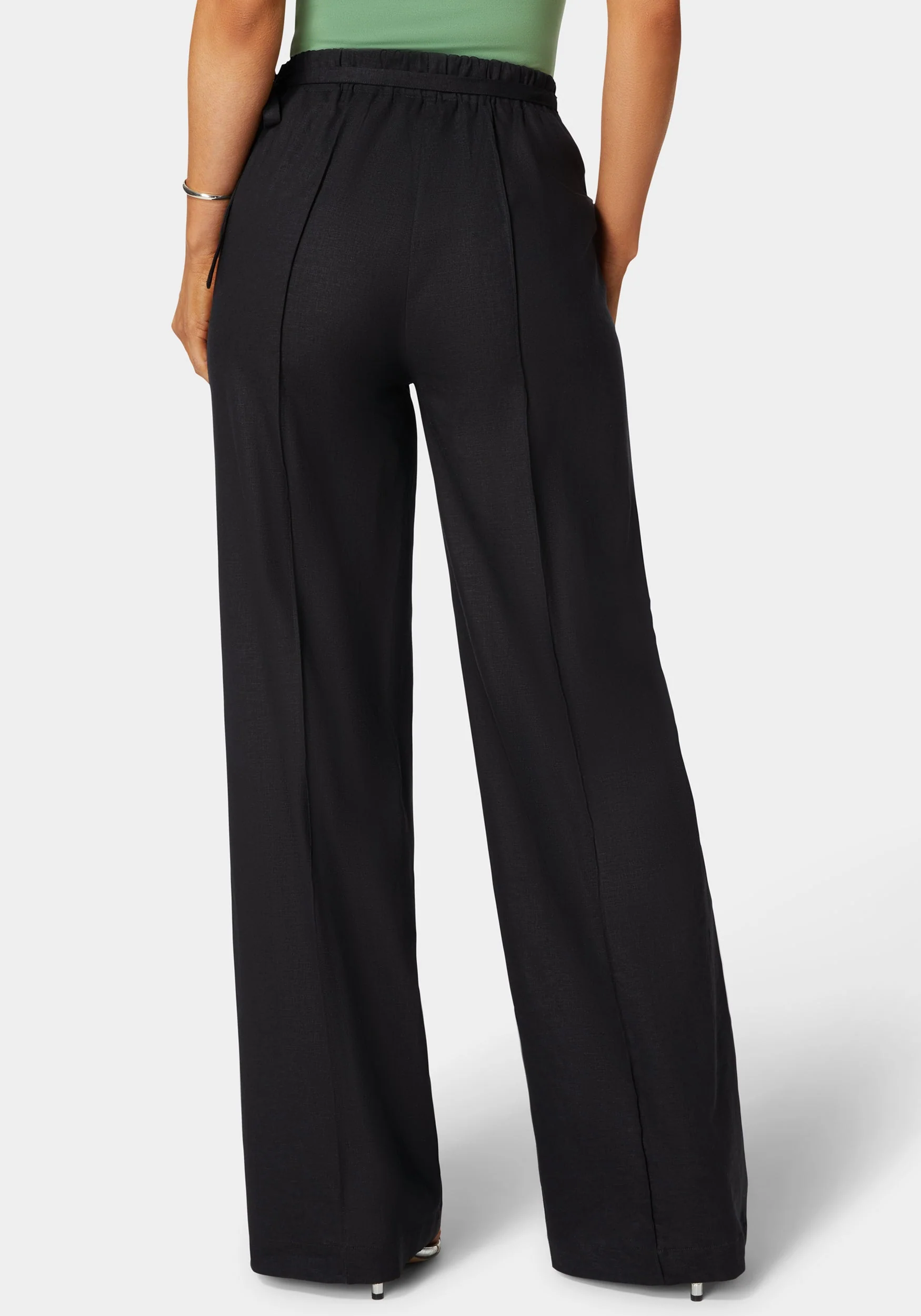 High Waist Linen Straight Leg Pant