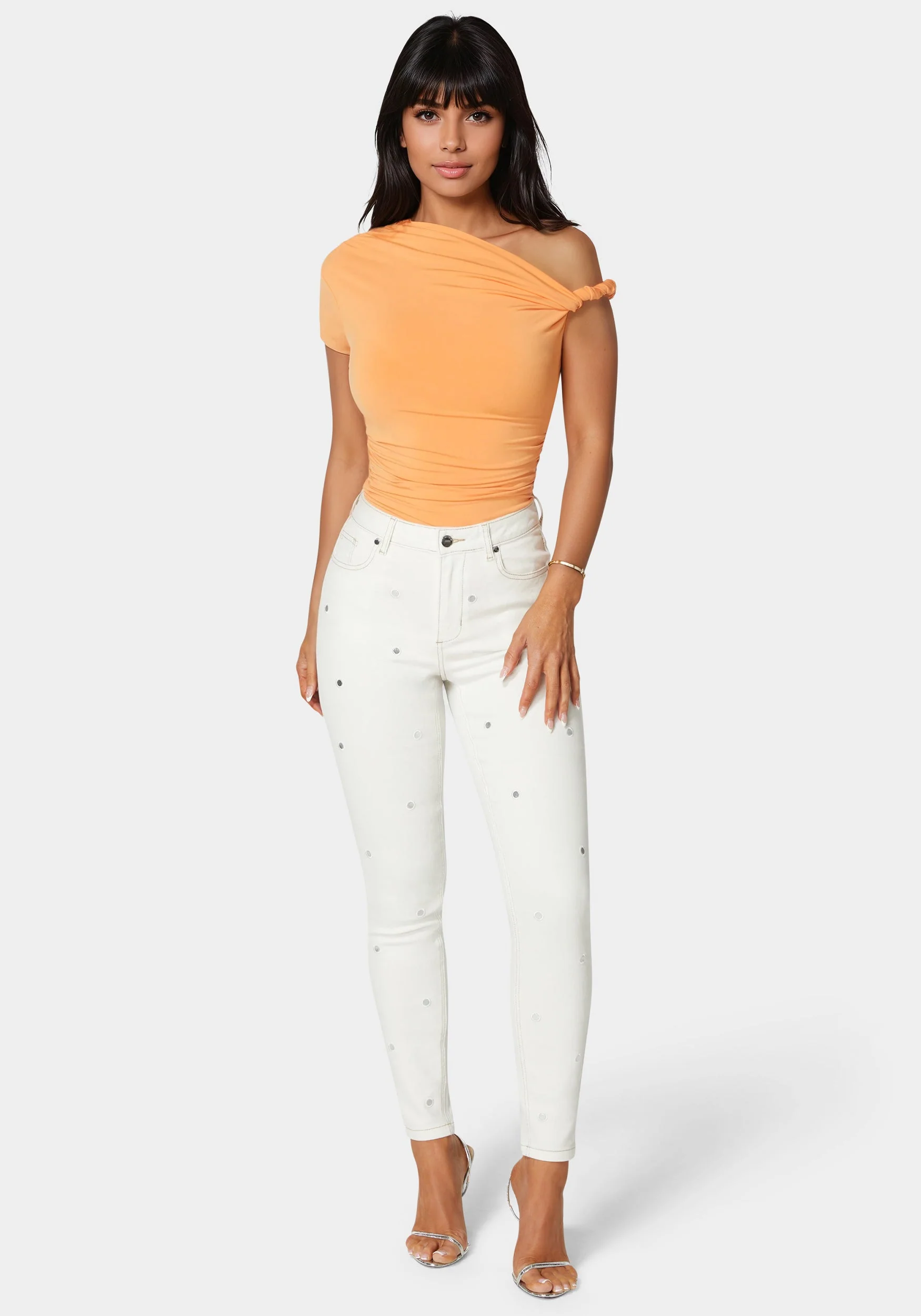 High Waist Mirror Effect Skinny Leg Jeans