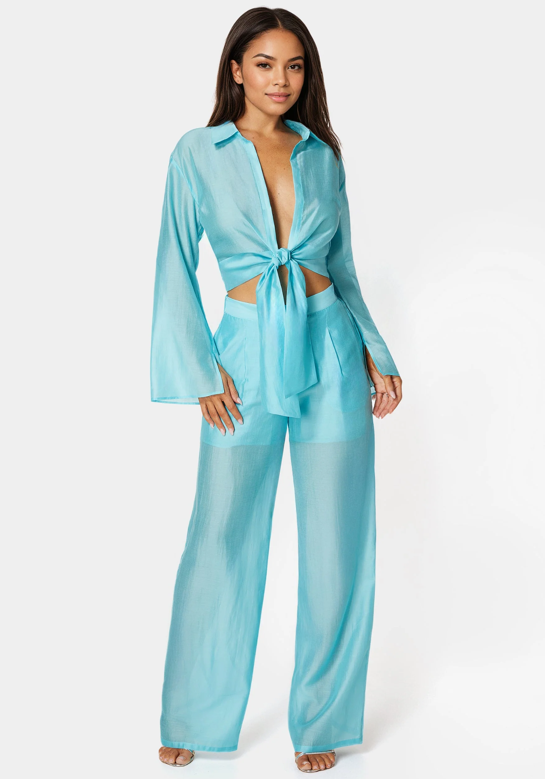 High Waist Palazzo Leg Pull On Pant