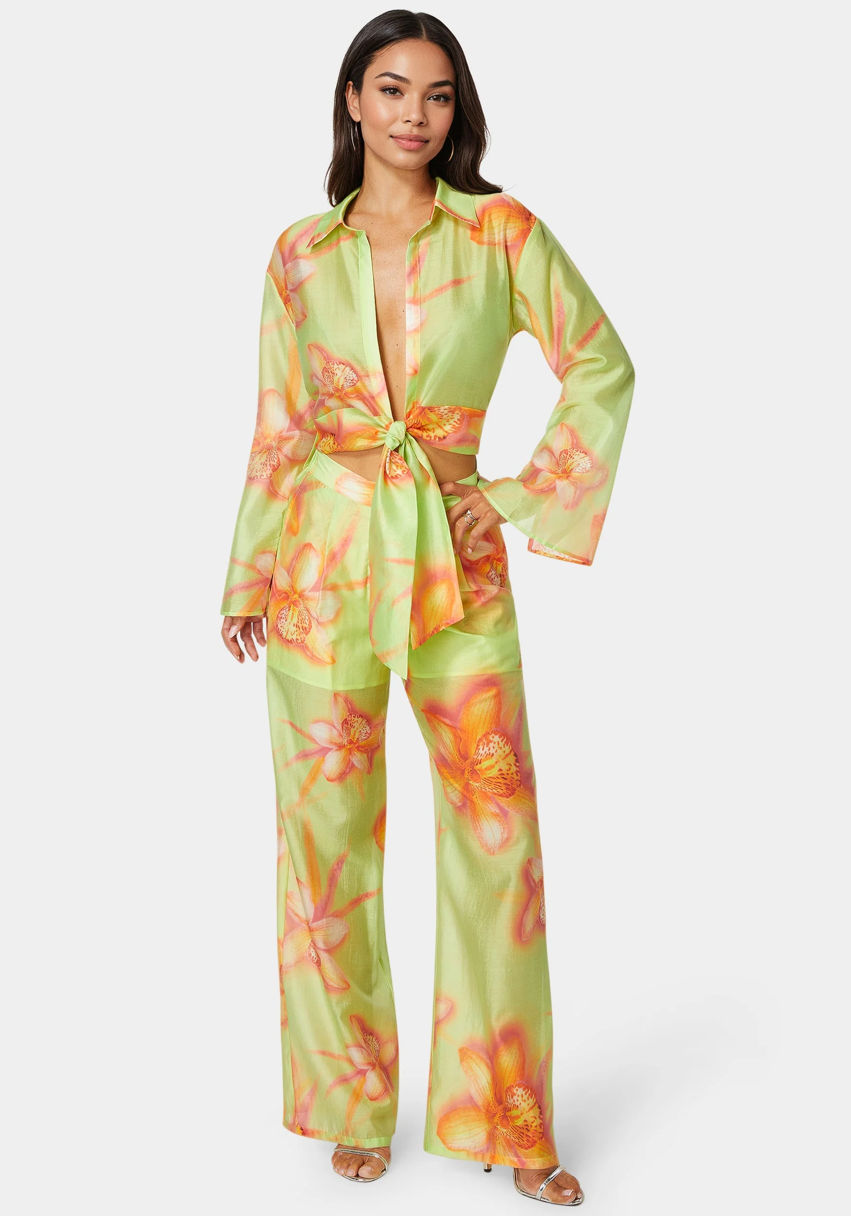 Front Tie Flowy Blouse