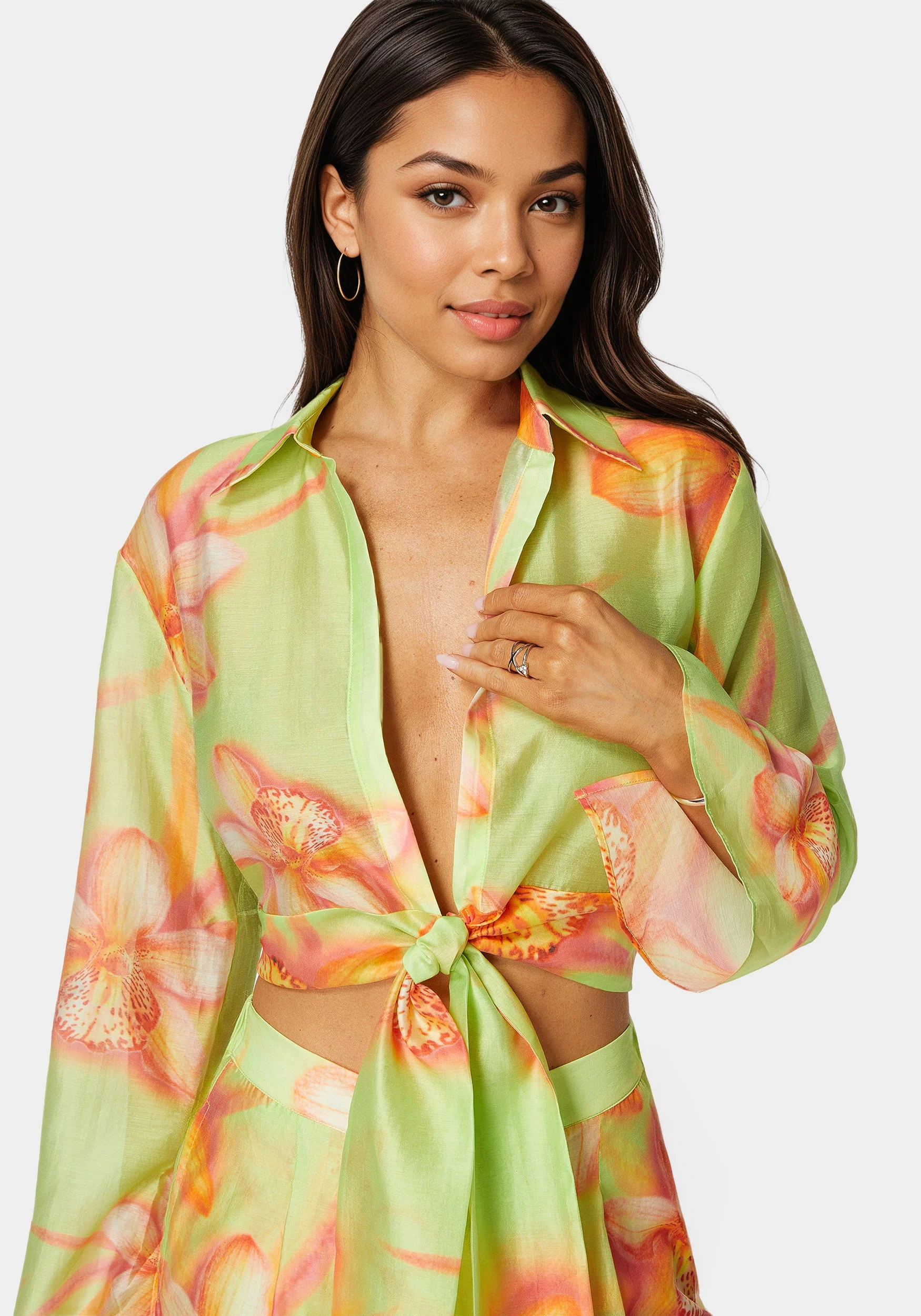Front Tie Flowy Blouse