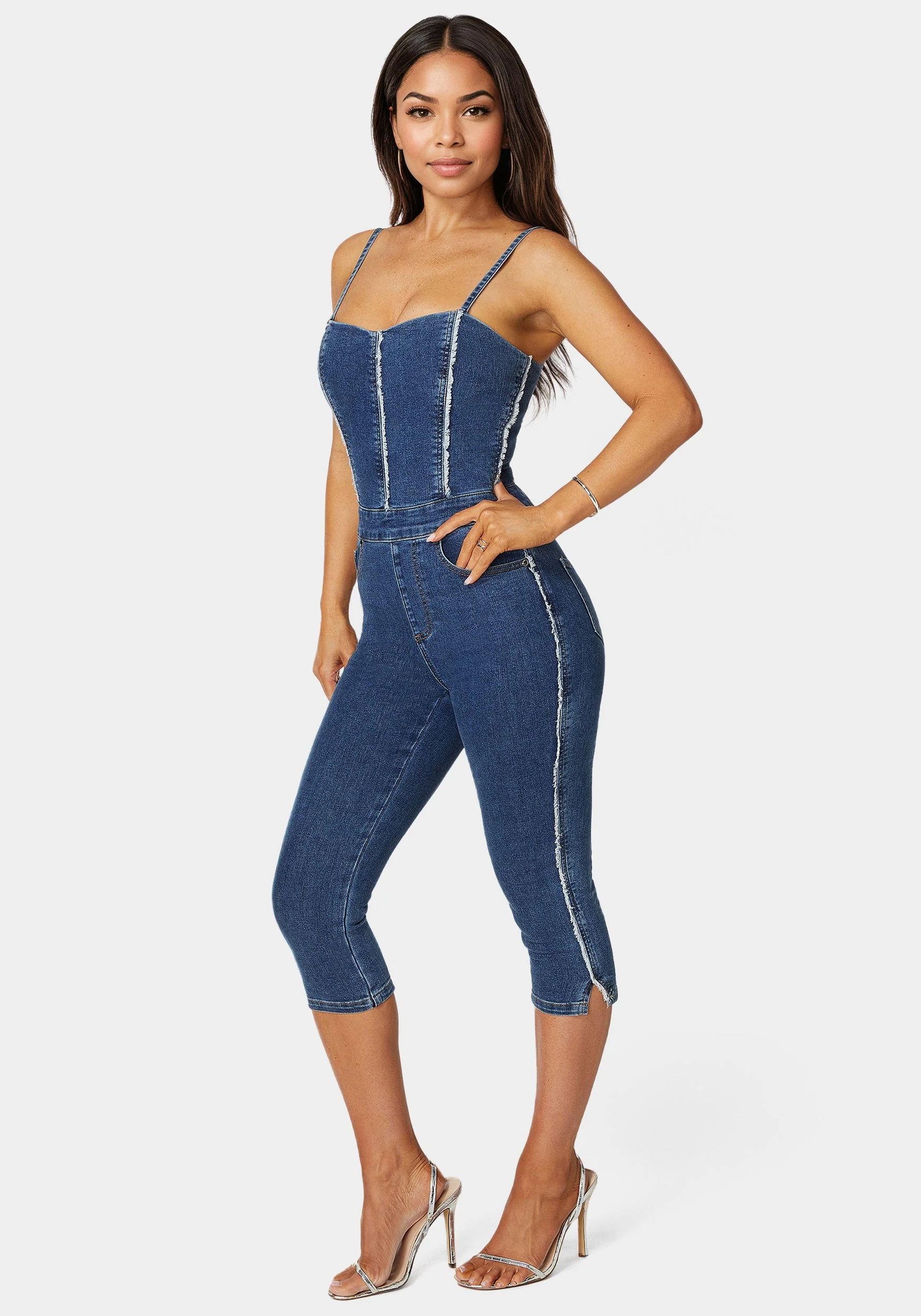 11438-fitted-capri-denim-jumpsuit-2.webp Fitted Capri Denim Jumpsuit