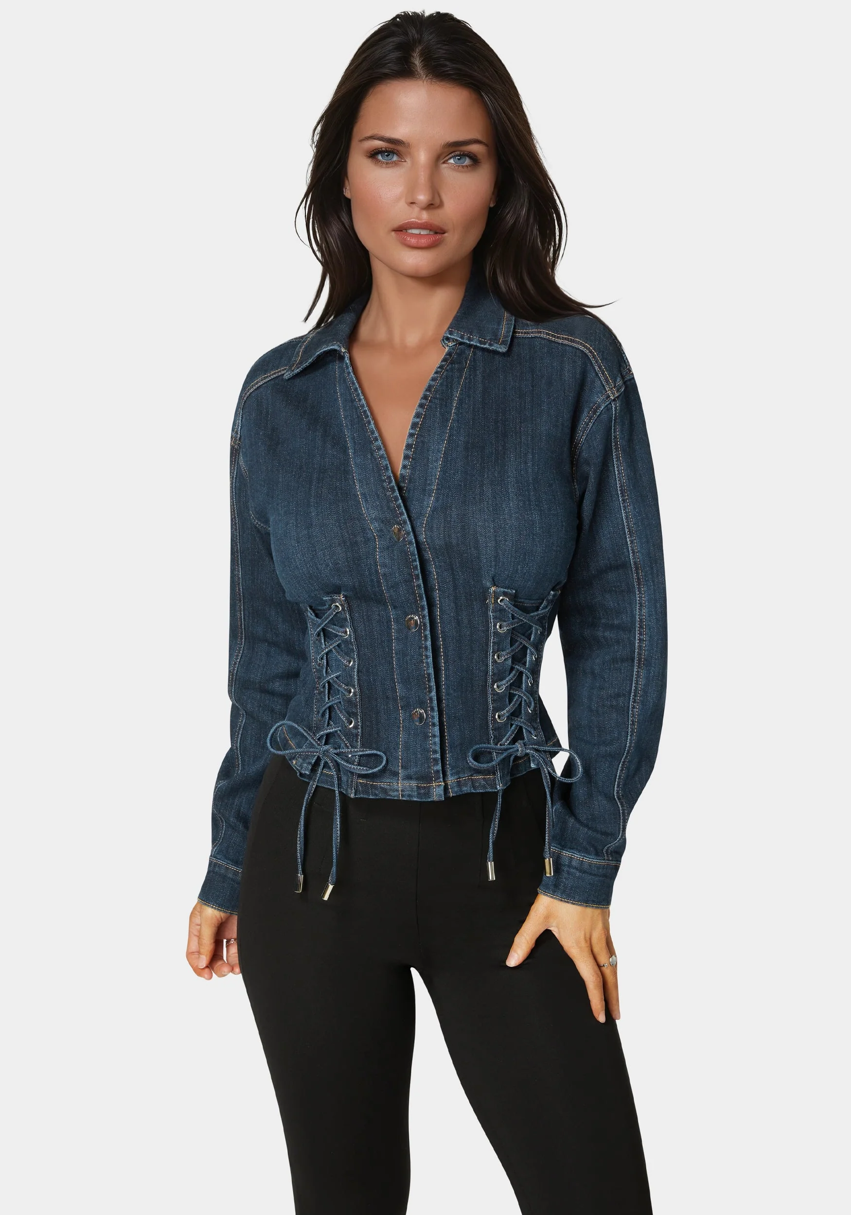 11588-fitted-corset-lace-up-denim-jacket-1.webp Fitted Corset Lace Up Denim Jacket