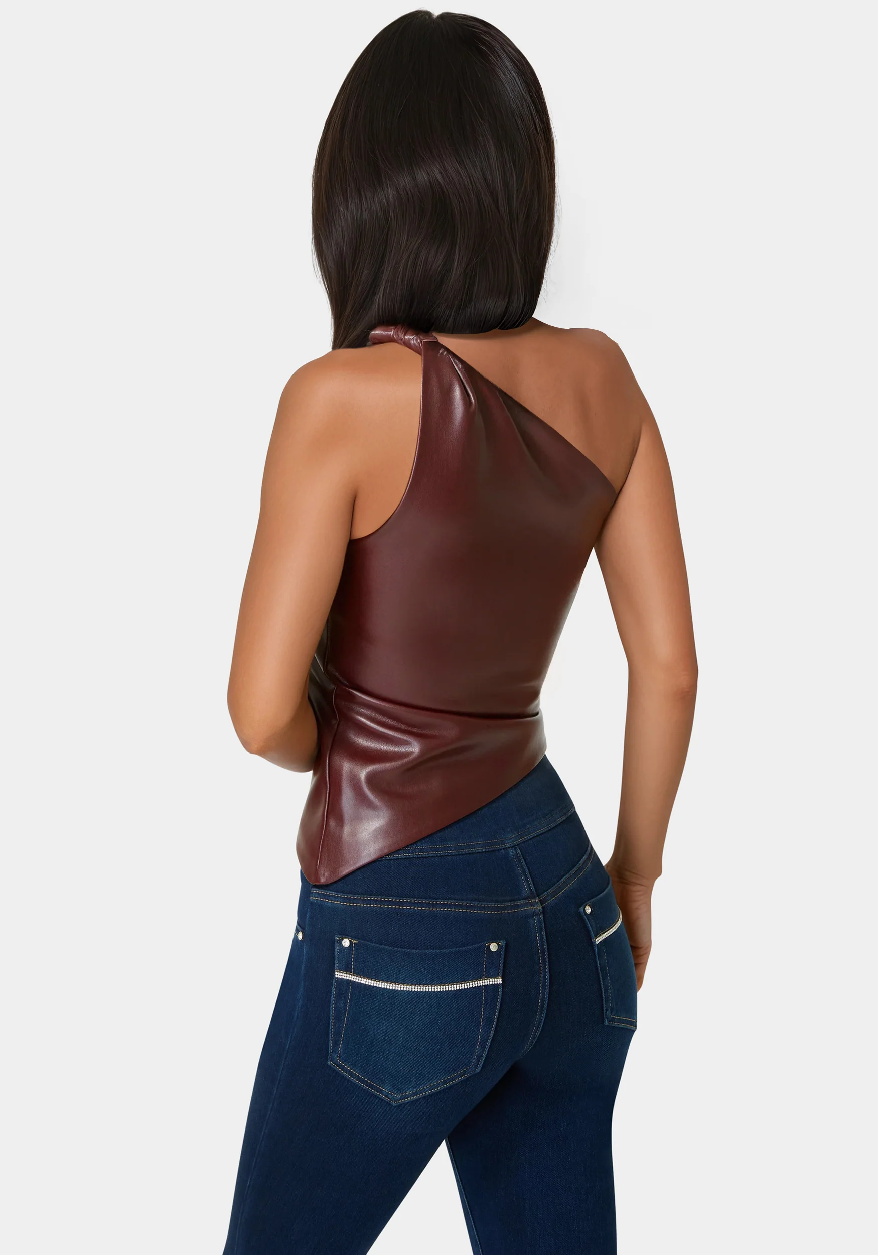 Vegan Leather One Shoulder Top