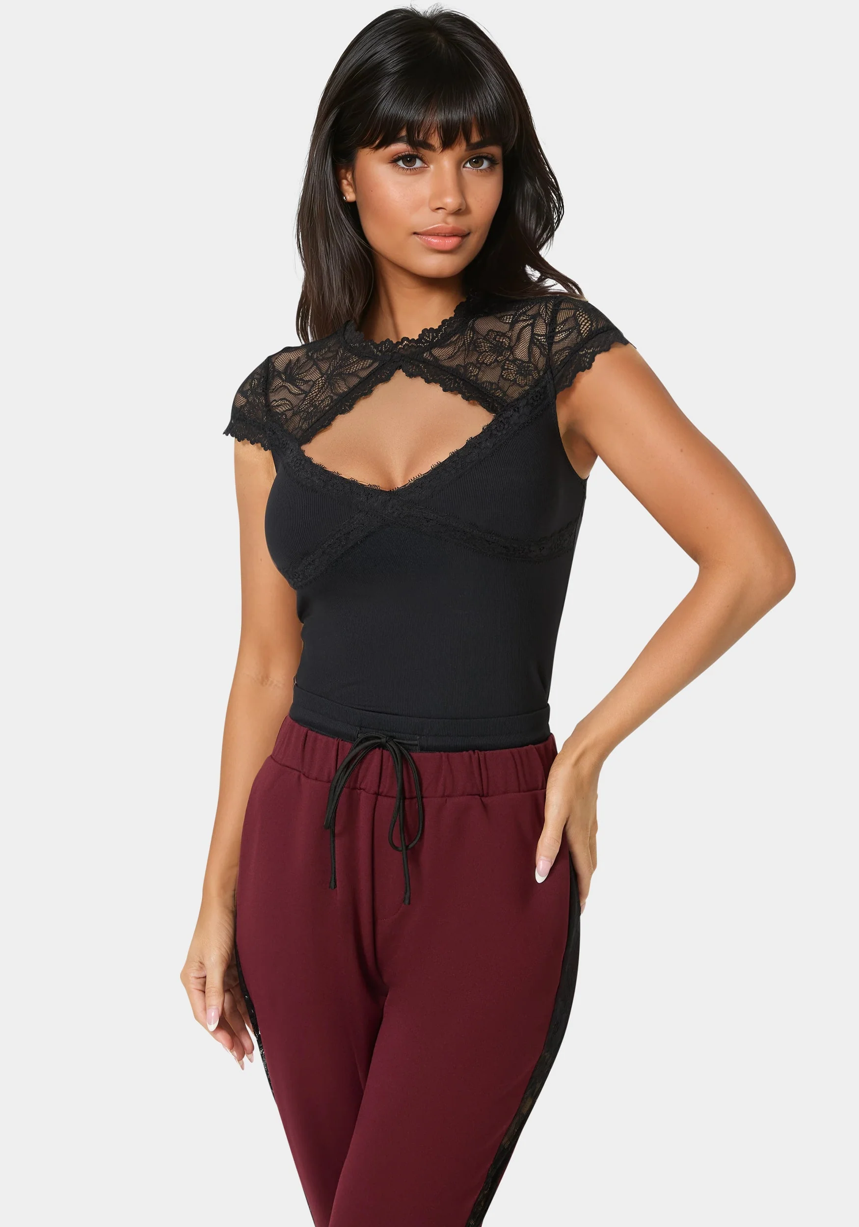 11836-lace-cap-sleeve-rib-knit-top-1.webp Lace Cap Sleeve Rib Knit Top