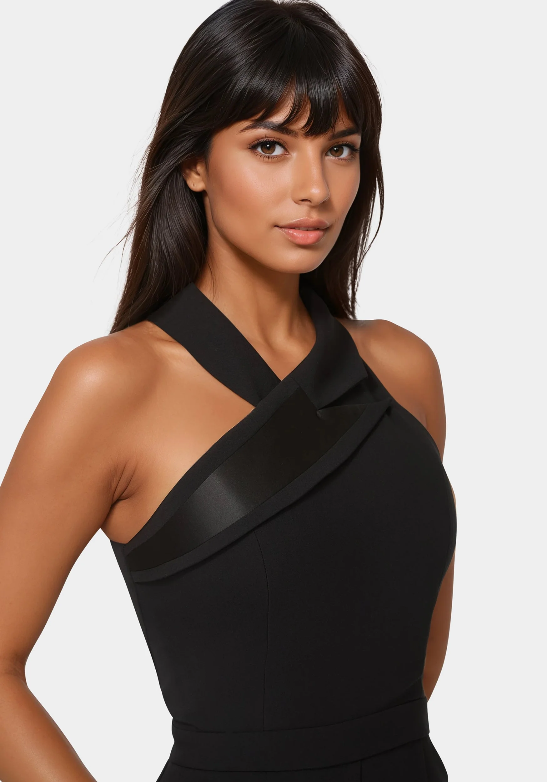 Tuxedo Straight Flared Leg Jumpsuit