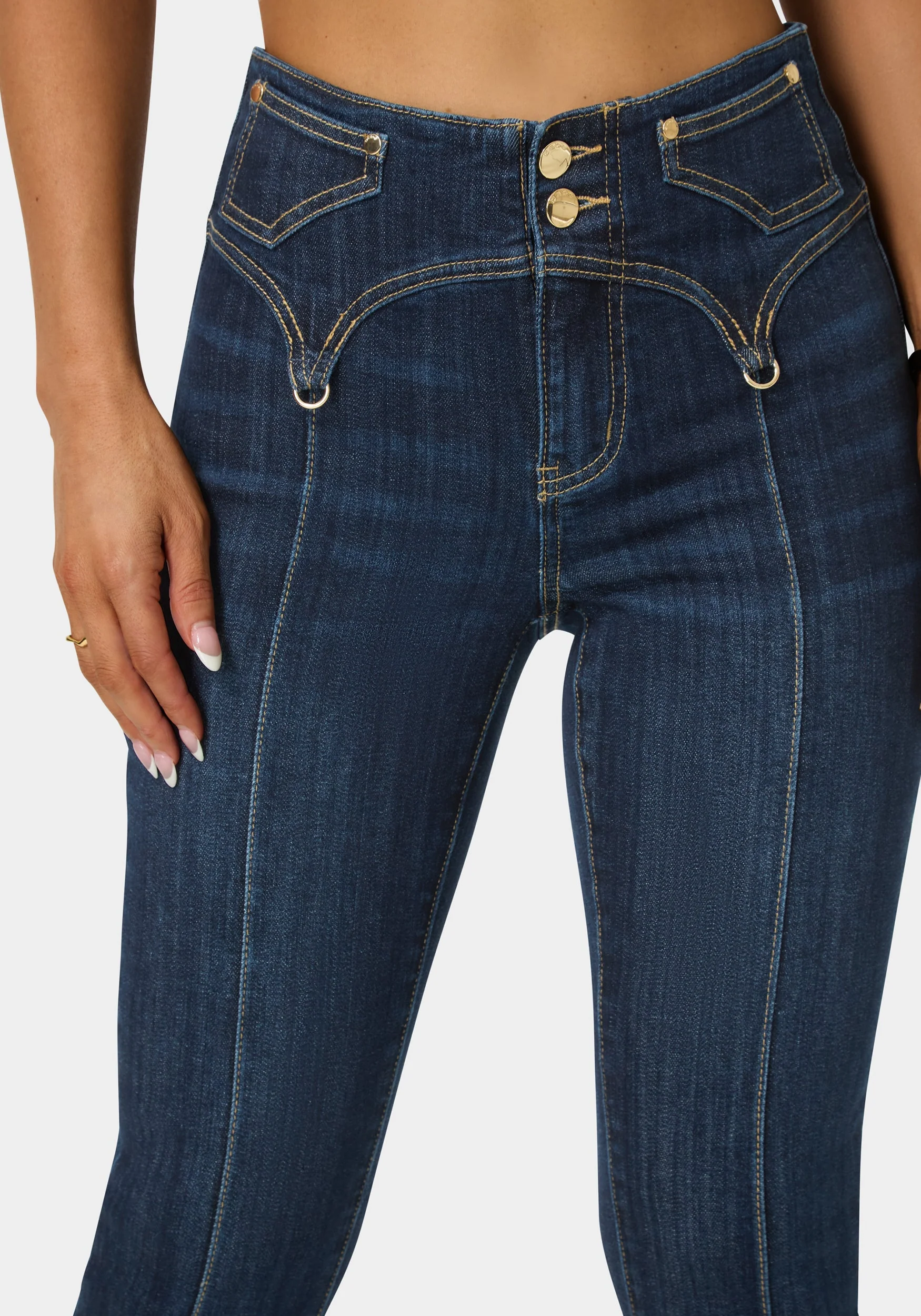 Natural Waist Mini Bootcut Leg Jeans