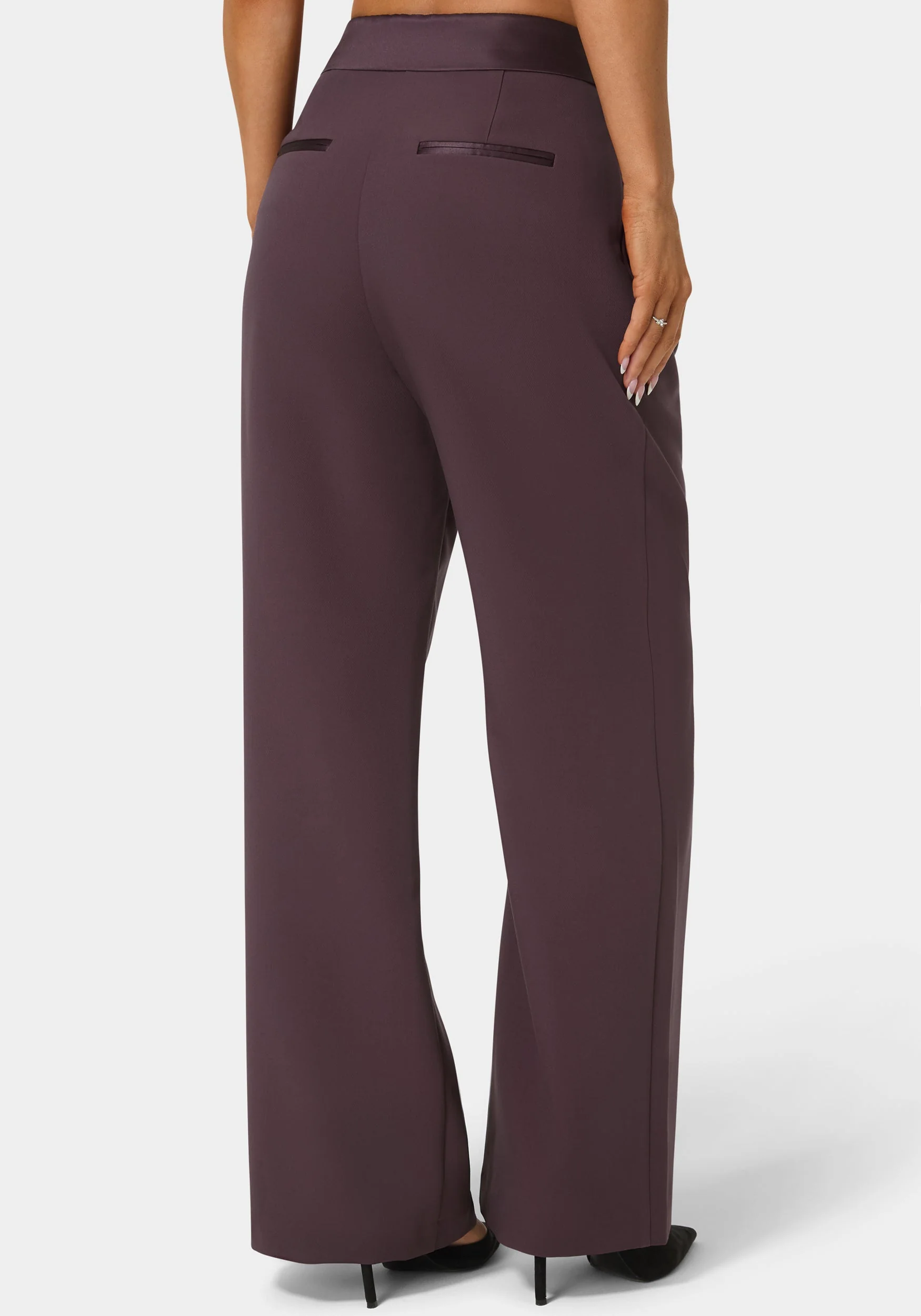 Tailored Foldover Waistband Wide Leg Pant