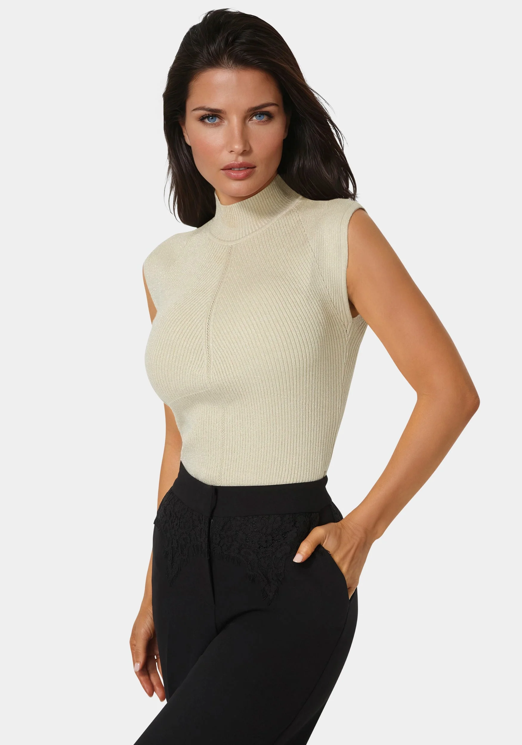 12247-metallic-mock-neck-pointelle-sweater-2.webp Metallic Mock Neck Pointelle Sweater