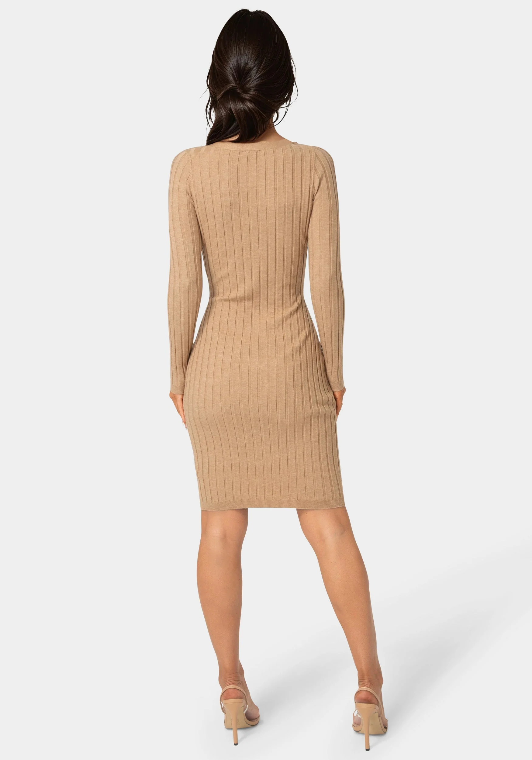 V-Neck Cardigan Midi Dress