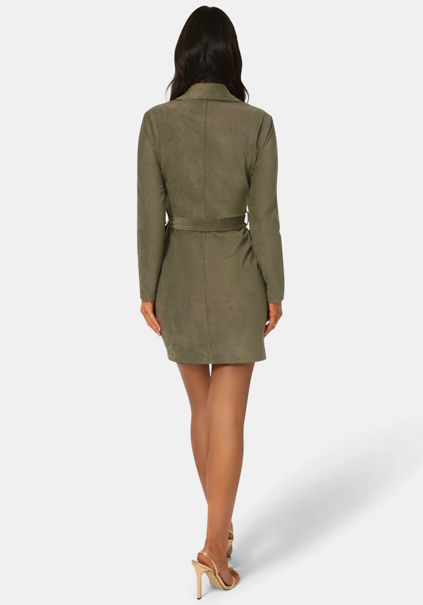Faux Suede Moto Dress