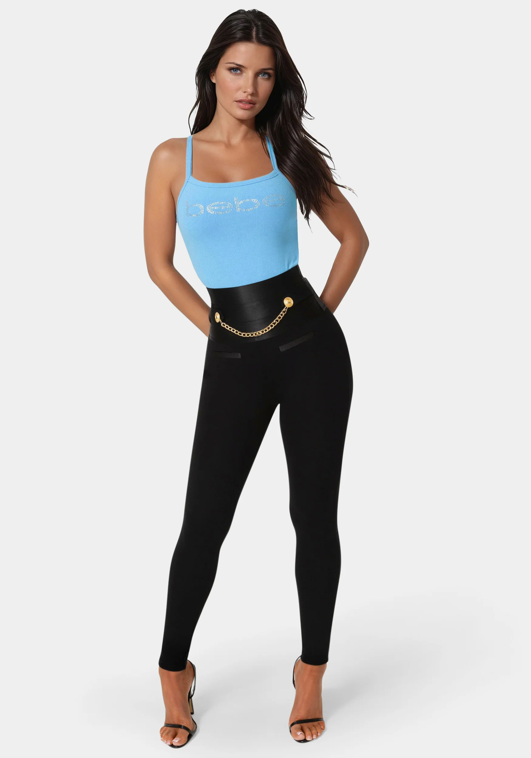 Satiny High Waist Gold Chain Legging