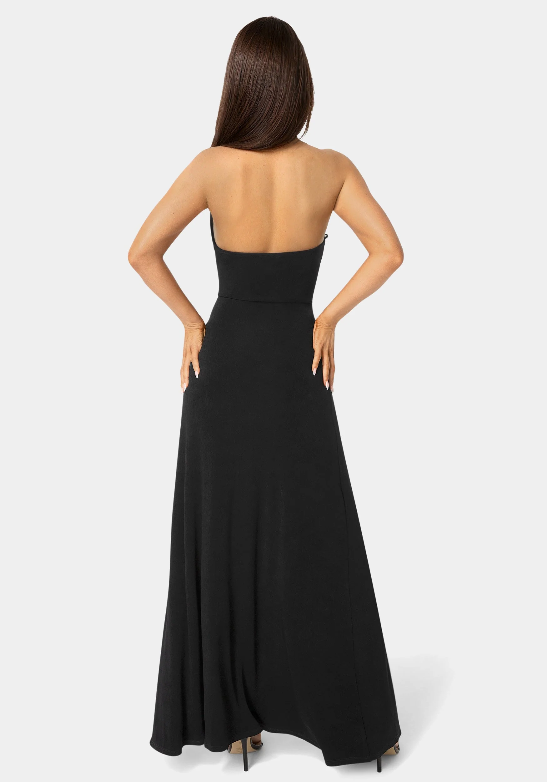 Wrap Front Plunge Neck Maxi Dress
