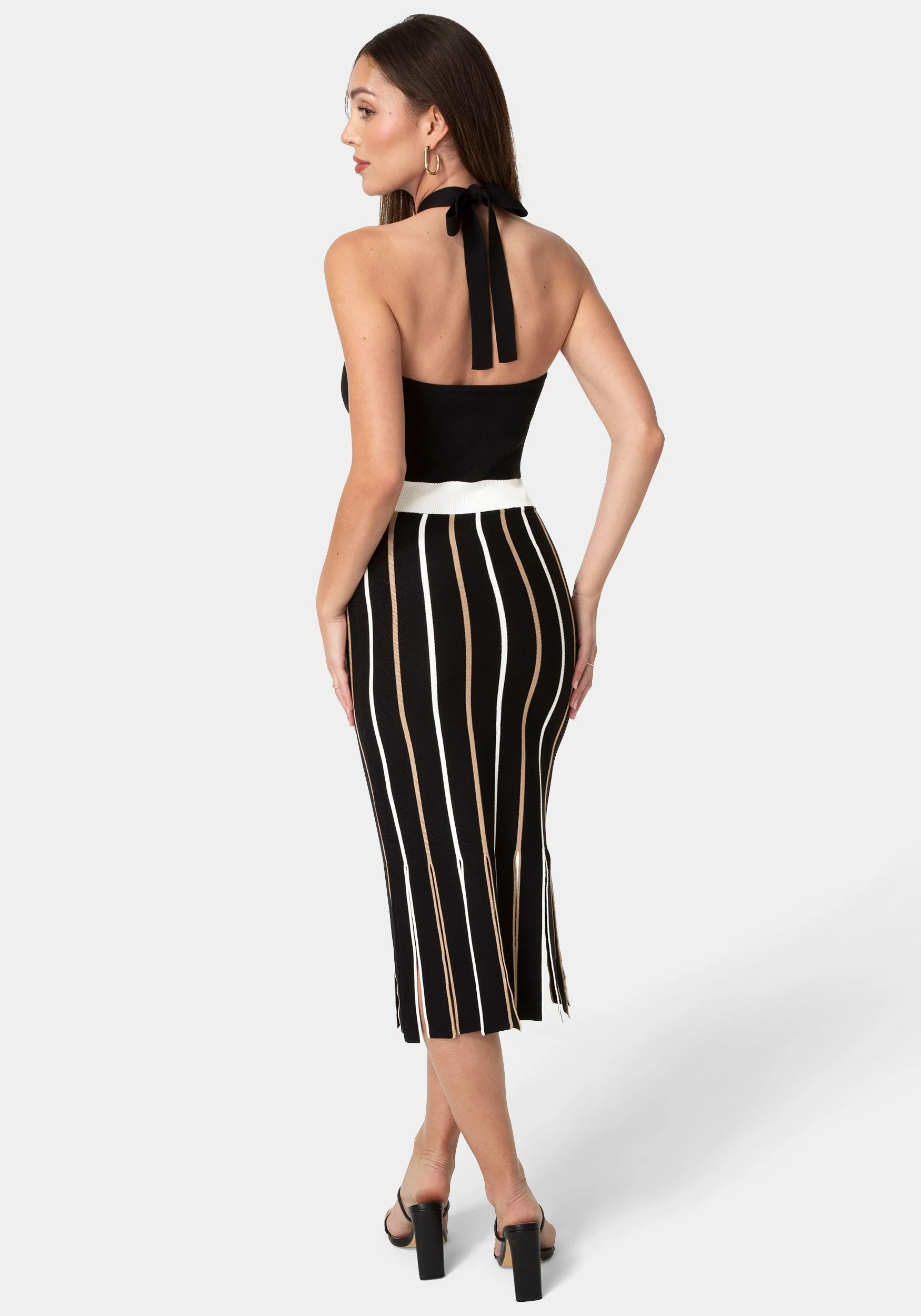 Carwash Fringe Knit Halter Dress