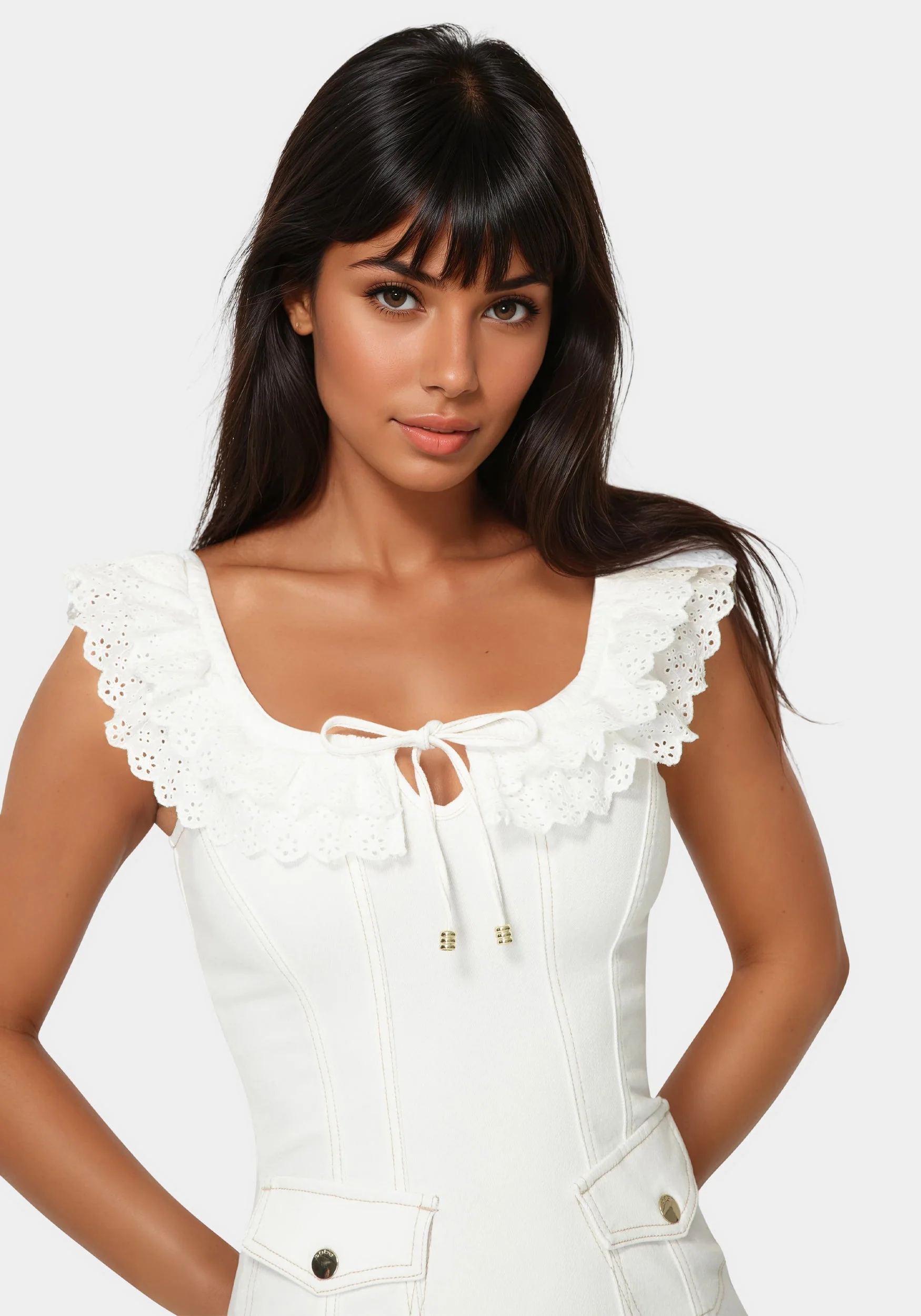 13010-fitted-ruffle-eyelet-denim-dress-4.webp Fitted Ruffle Eyelet Denim Dress