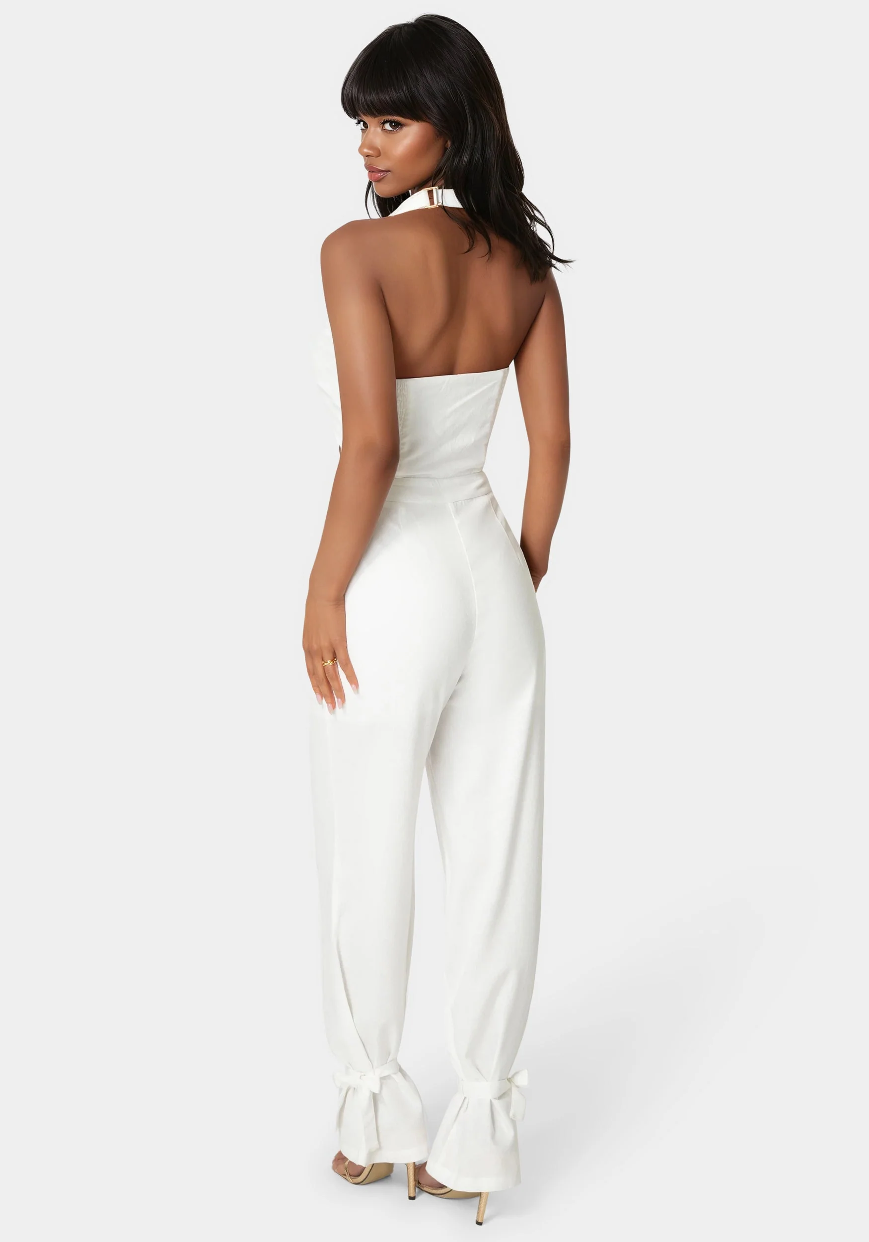 Tailored Vest Style Halter Jumpsuit