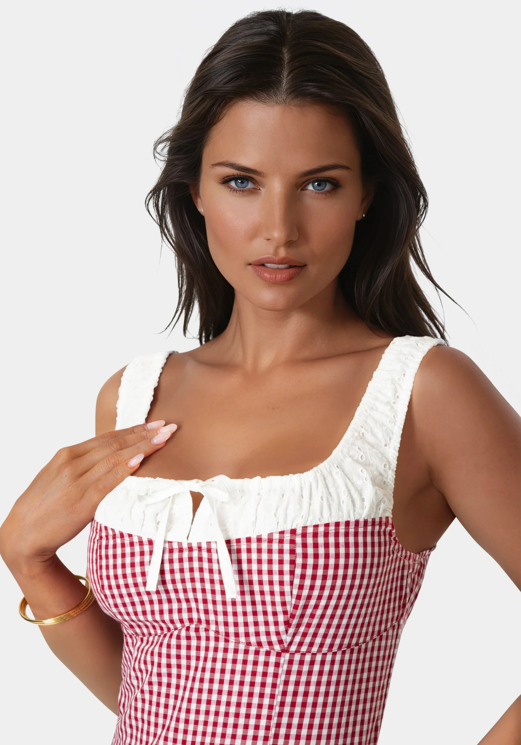 Gingham Front Tie Top