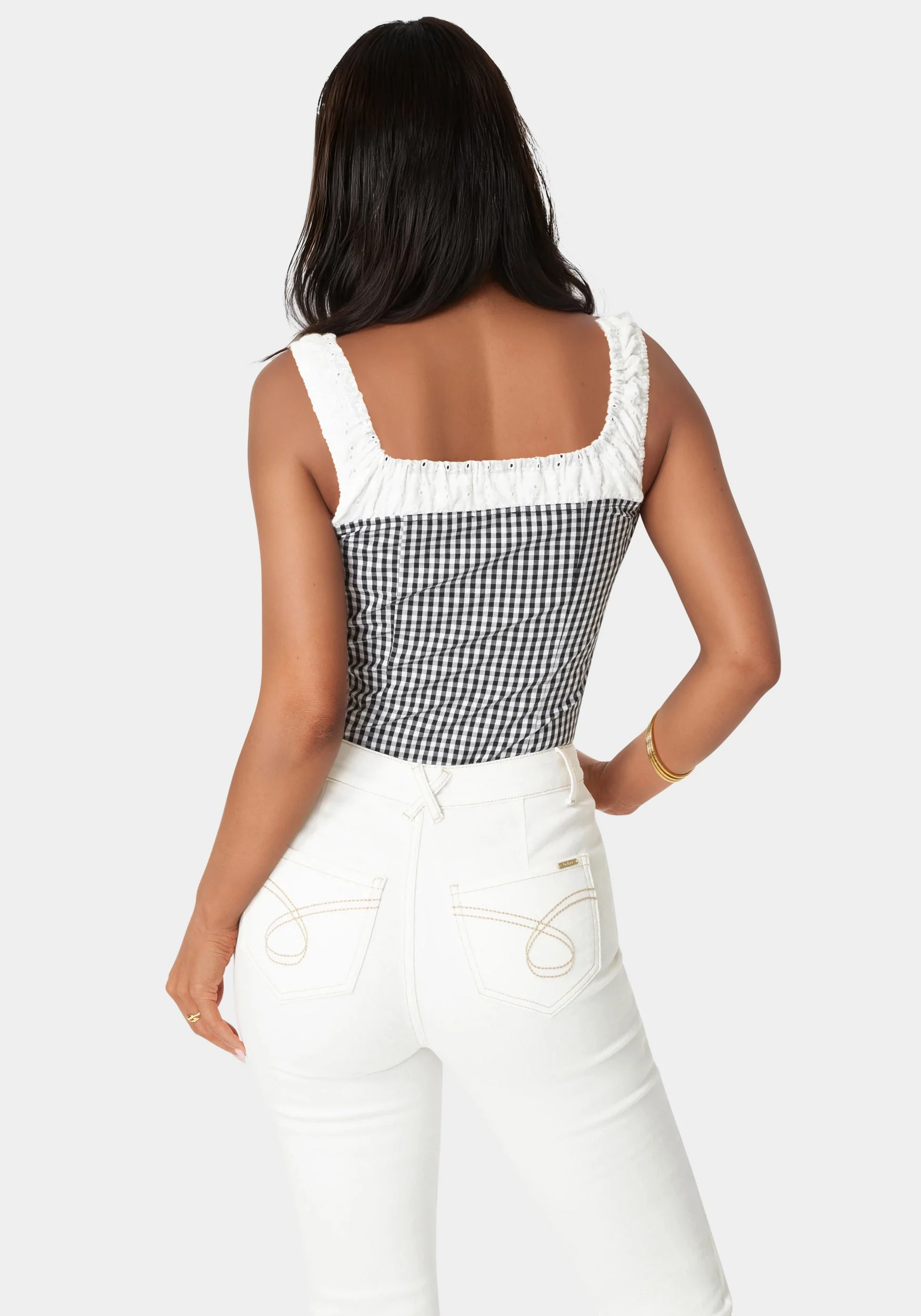 Gingham Front Tie Top