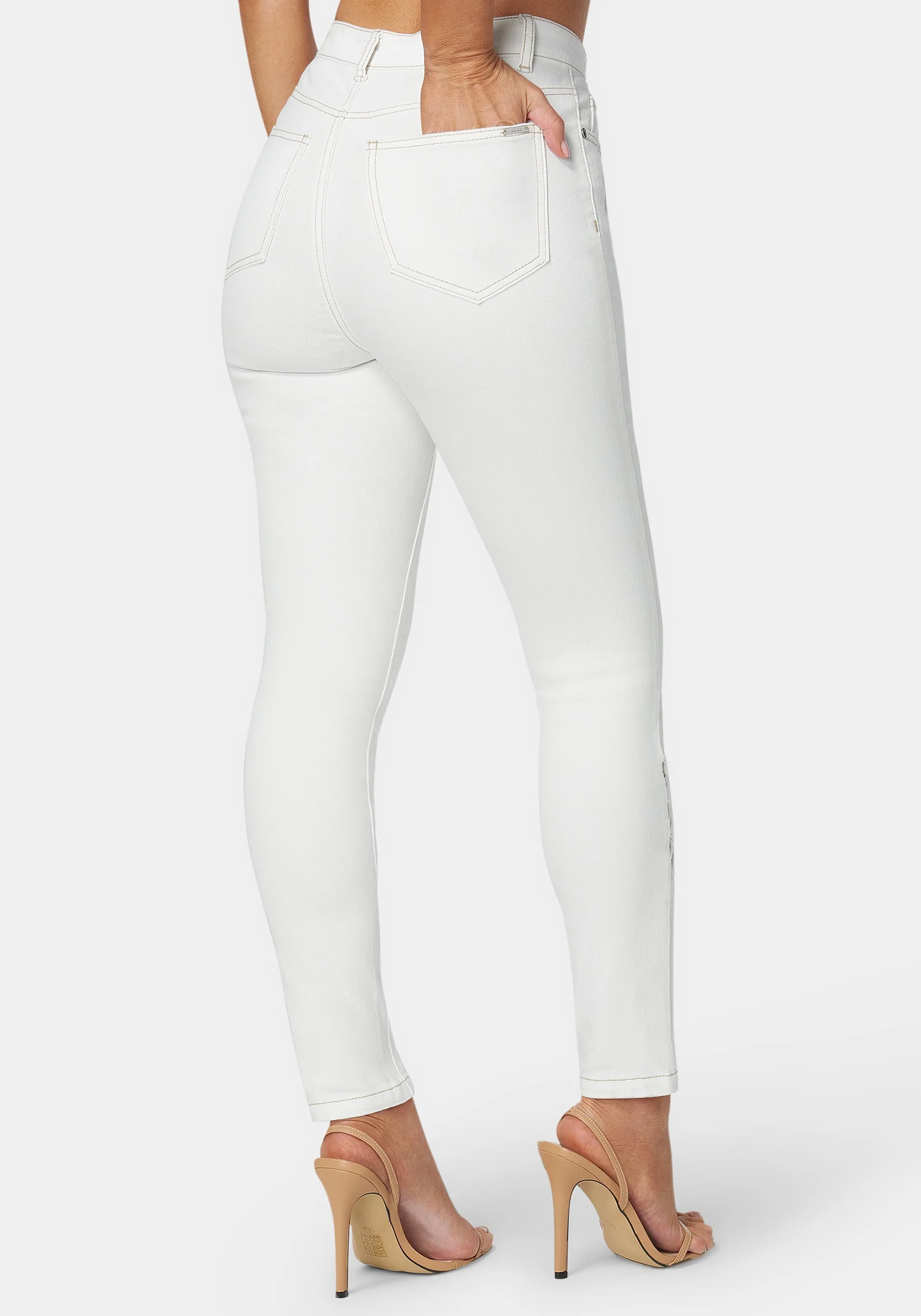 White High Waist Skinny Leg Jeans