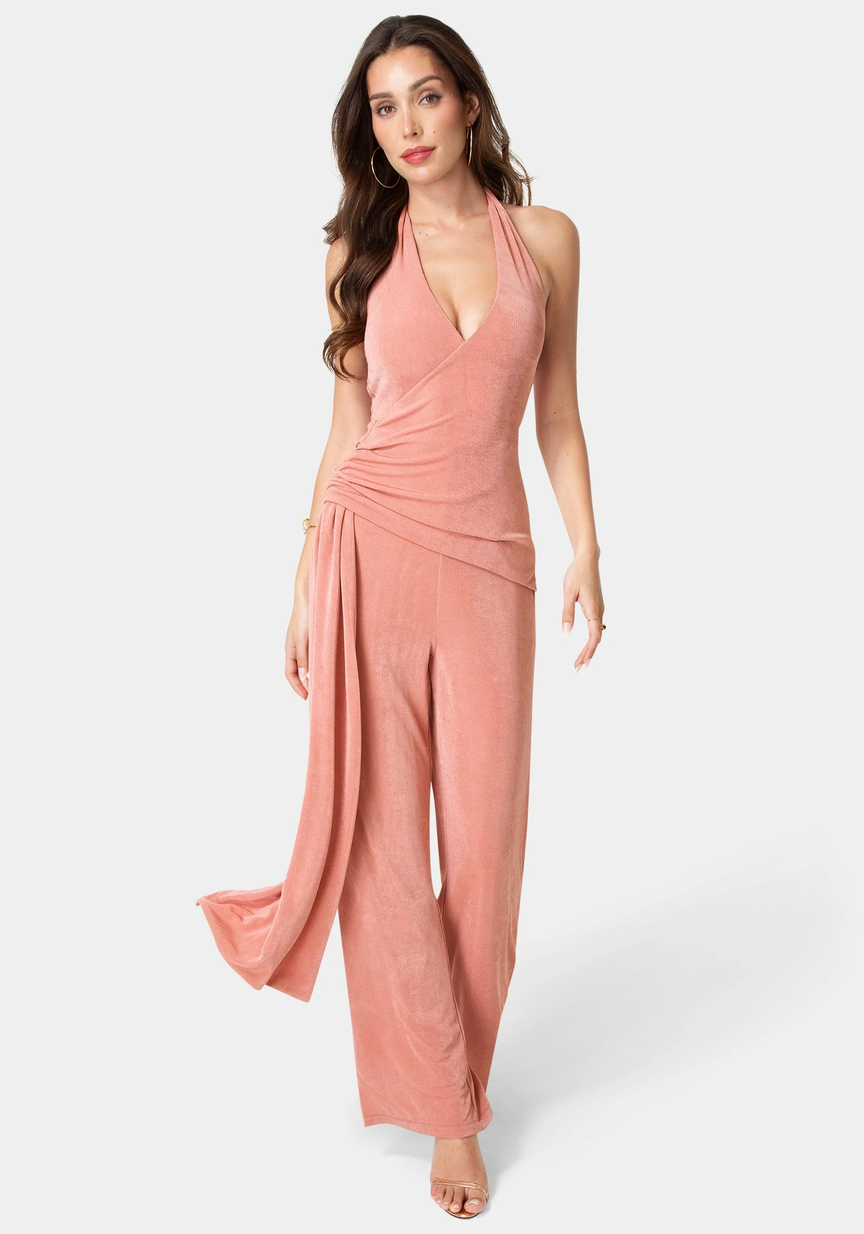 Slinky Drop Waist Halter Jumpsuit
