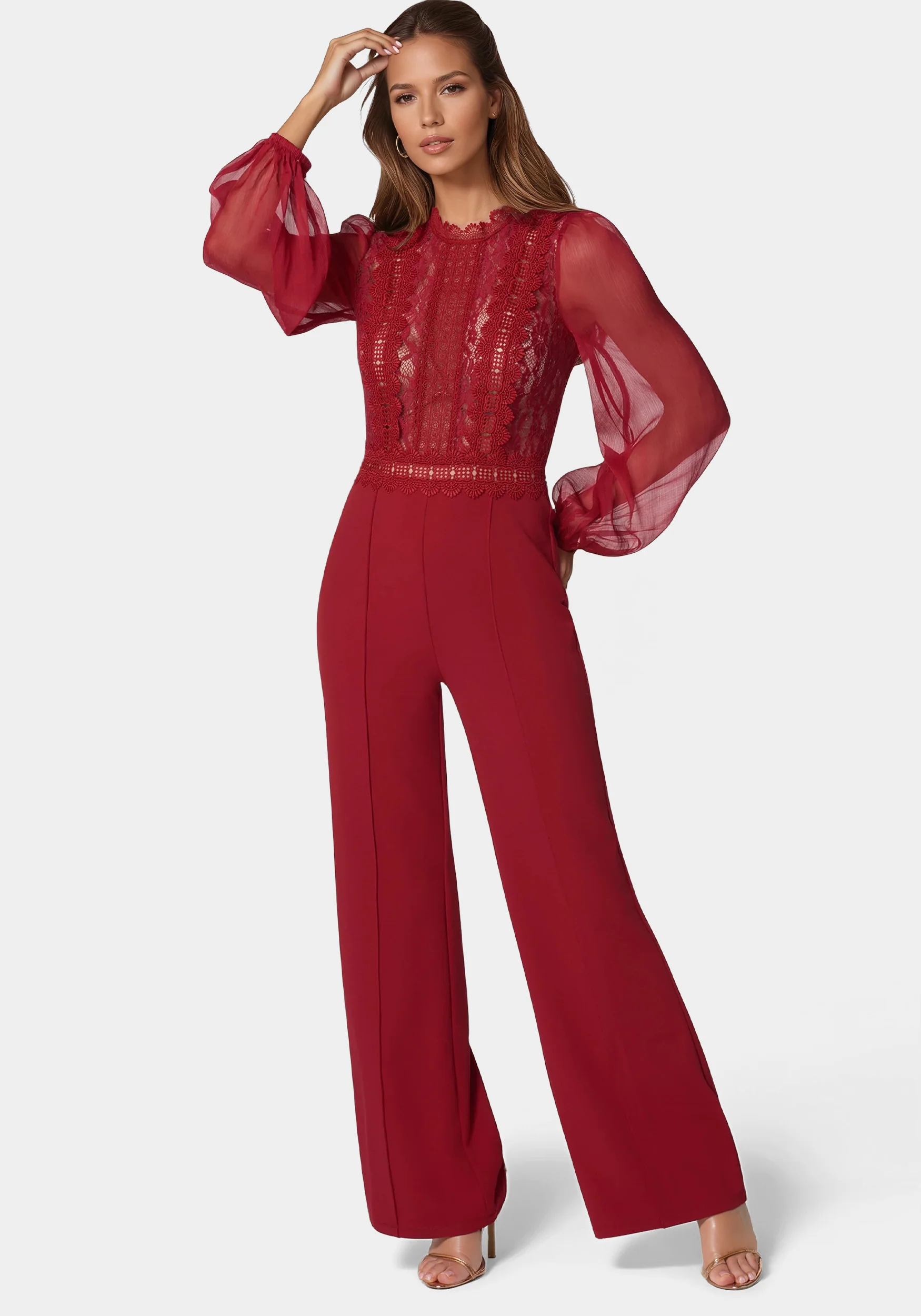13356-lace-top-straight-leg-jumpsuit-1.webp Lace Top Straight Leg Jumpsuit