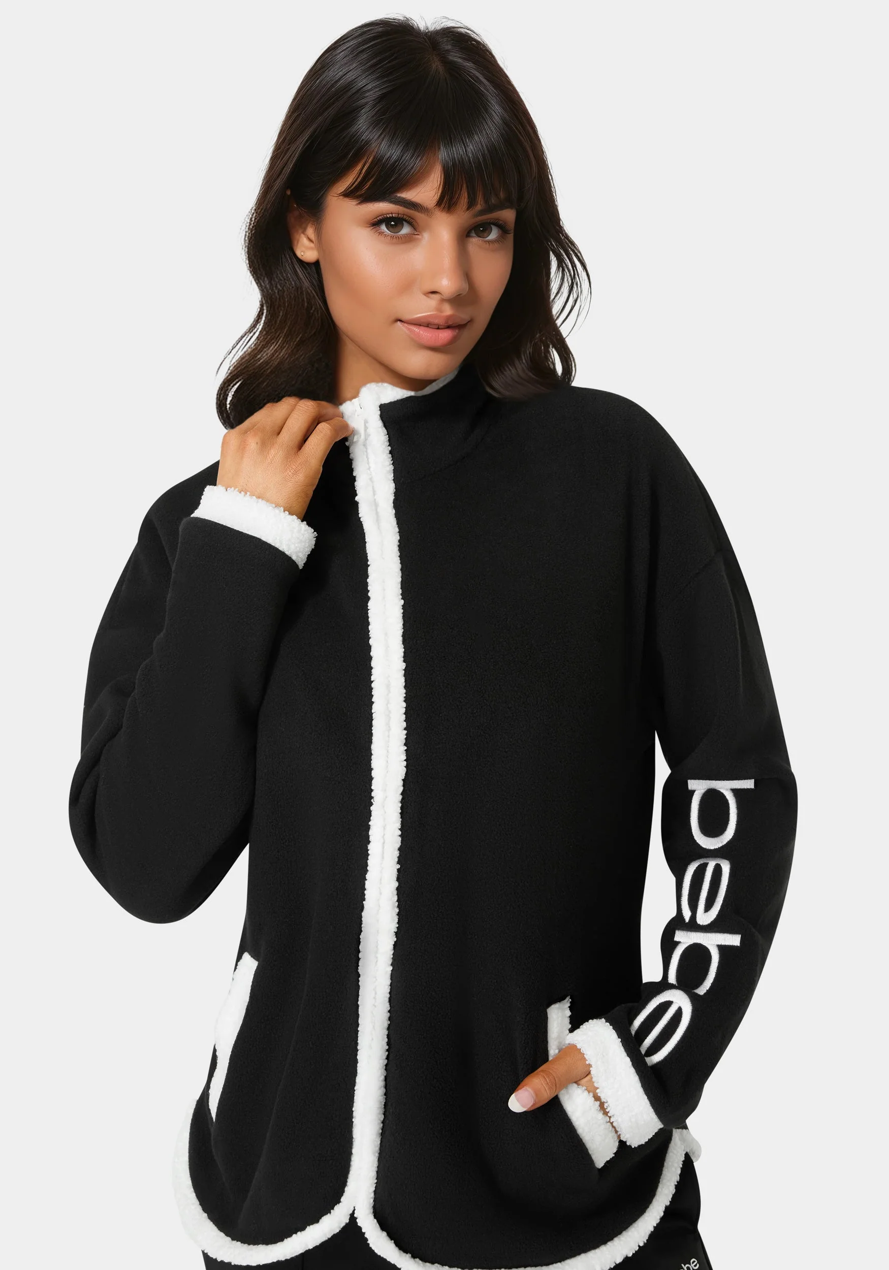 Polar Fleece Jacket With Teddy Fur Trim