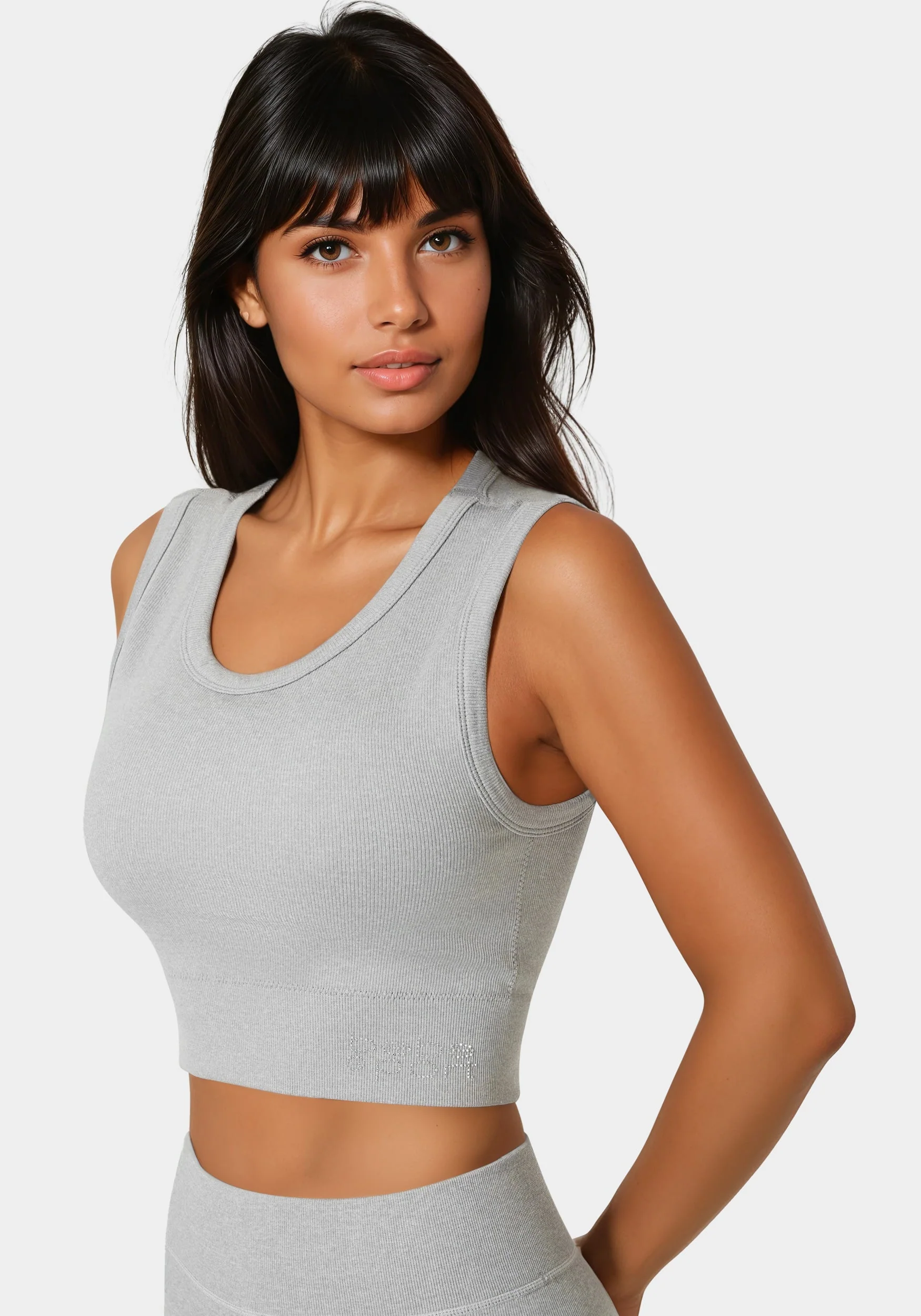 Double Layer Front Seamless Crop Tank