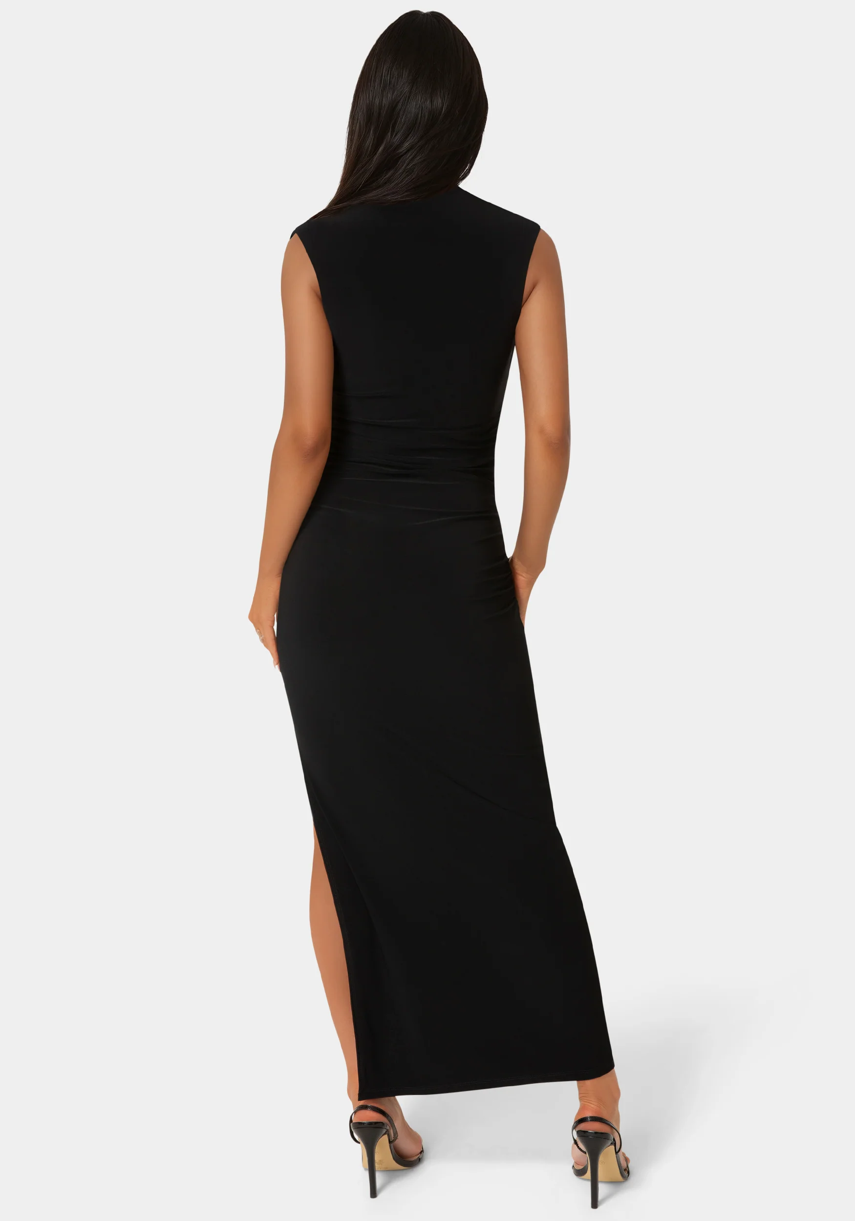 Square Neck High Slit Midi Dress