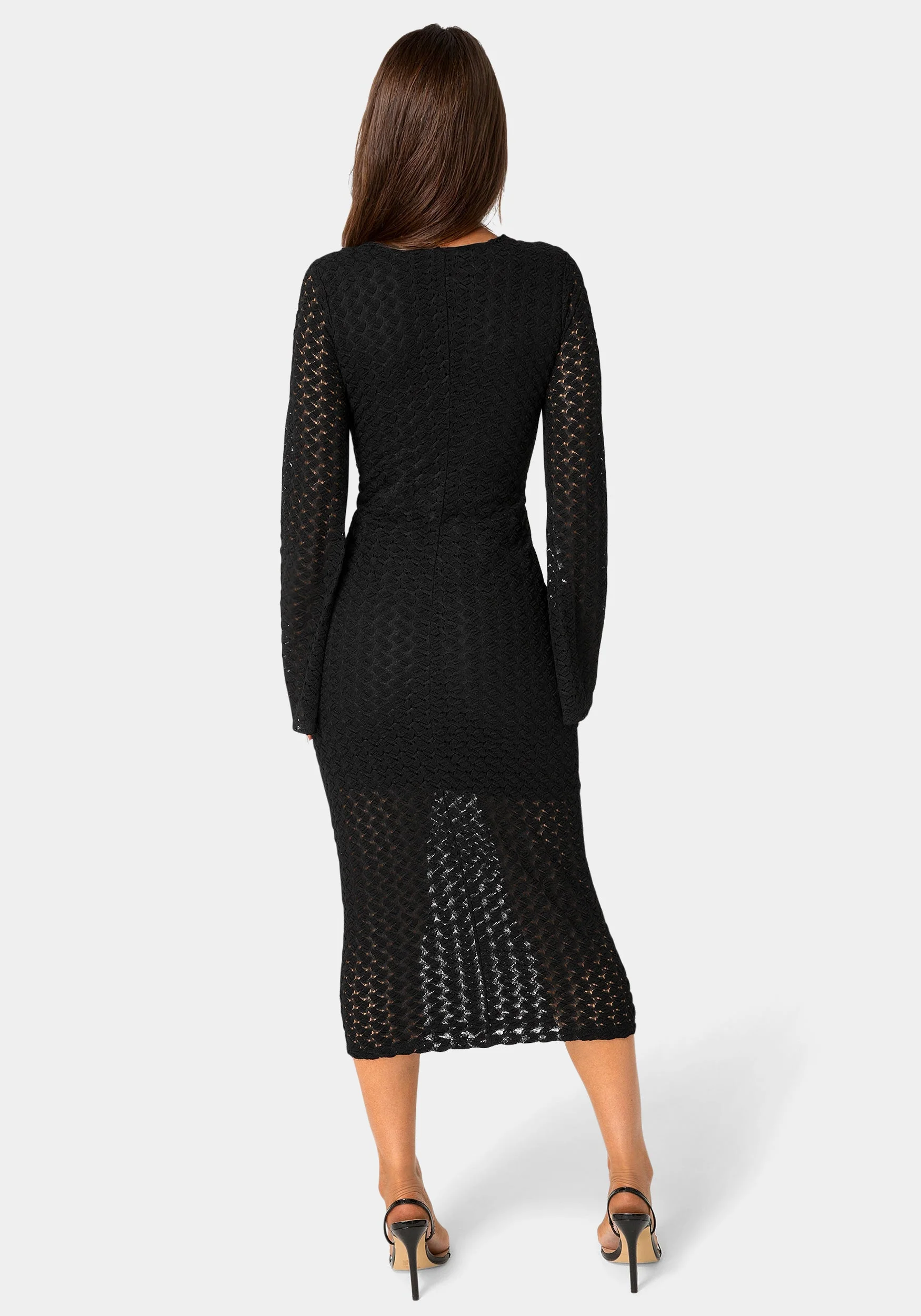 Long Sleeve Cutout Crochet Maxi Dress
