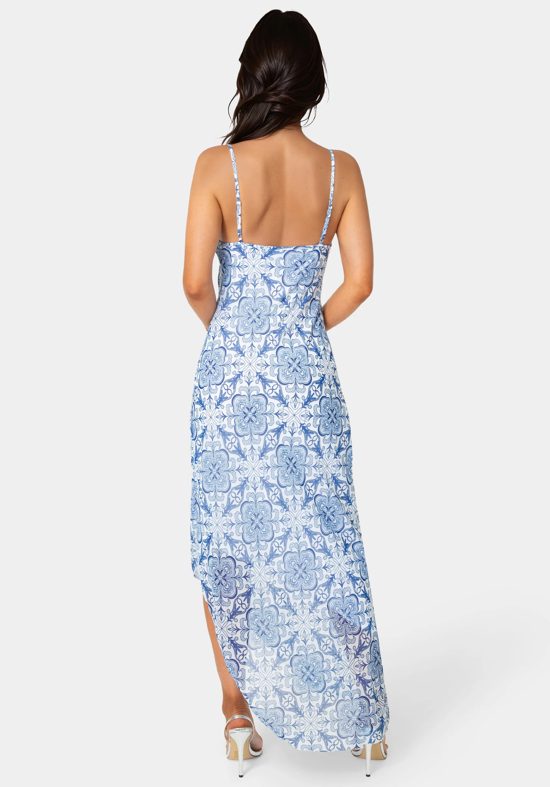 Printed Chiffon Cowl Assy Maxi Dress