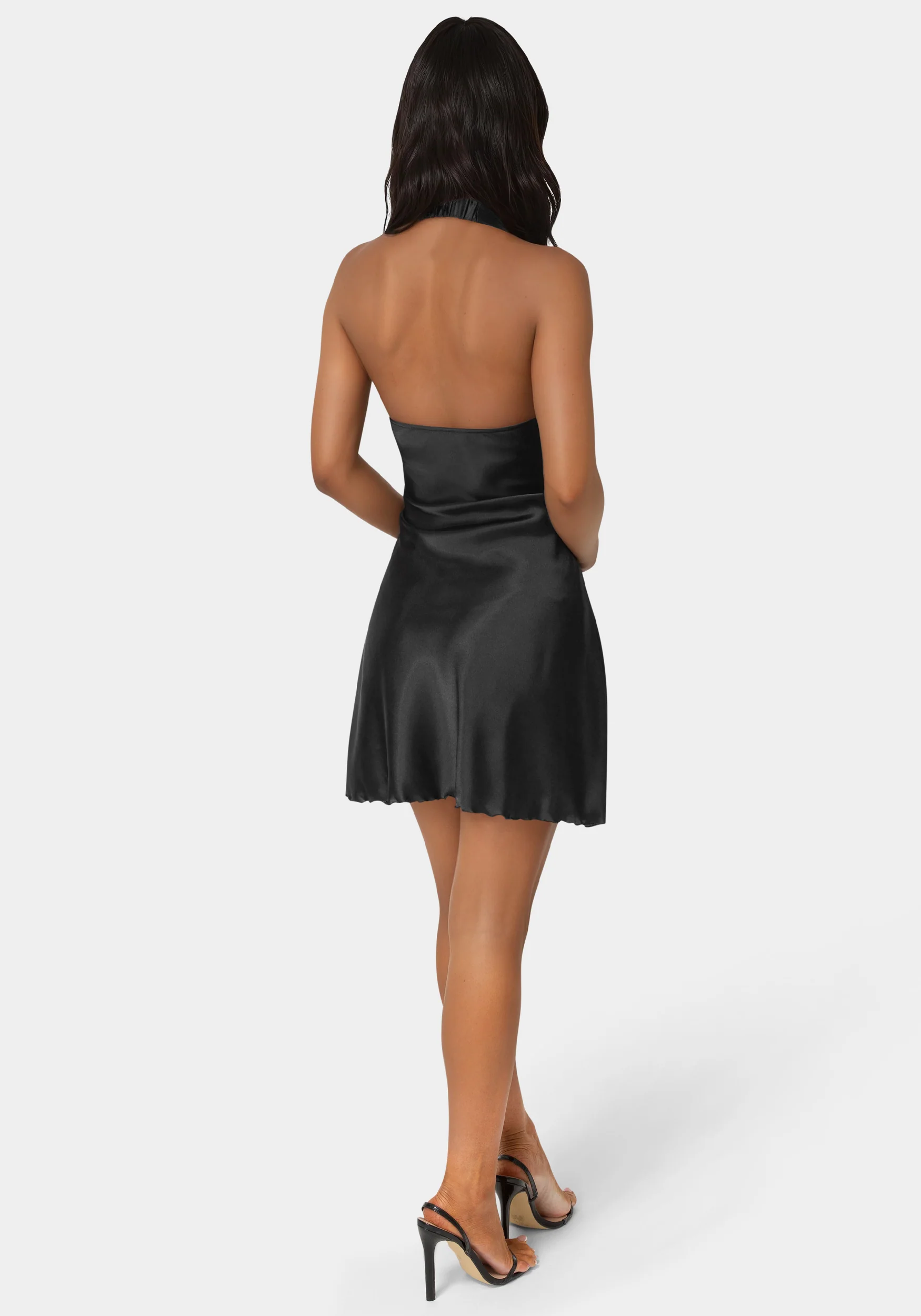 Satin Sash Neck Mini Dress