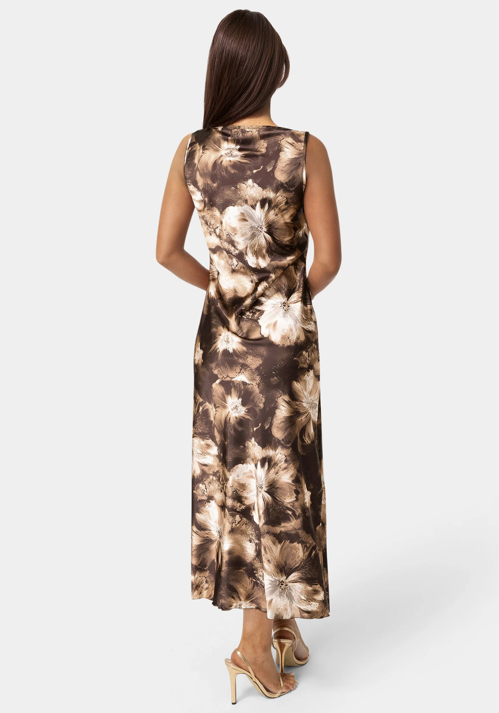 Satin Sleeveless A-Line Maxi Dress