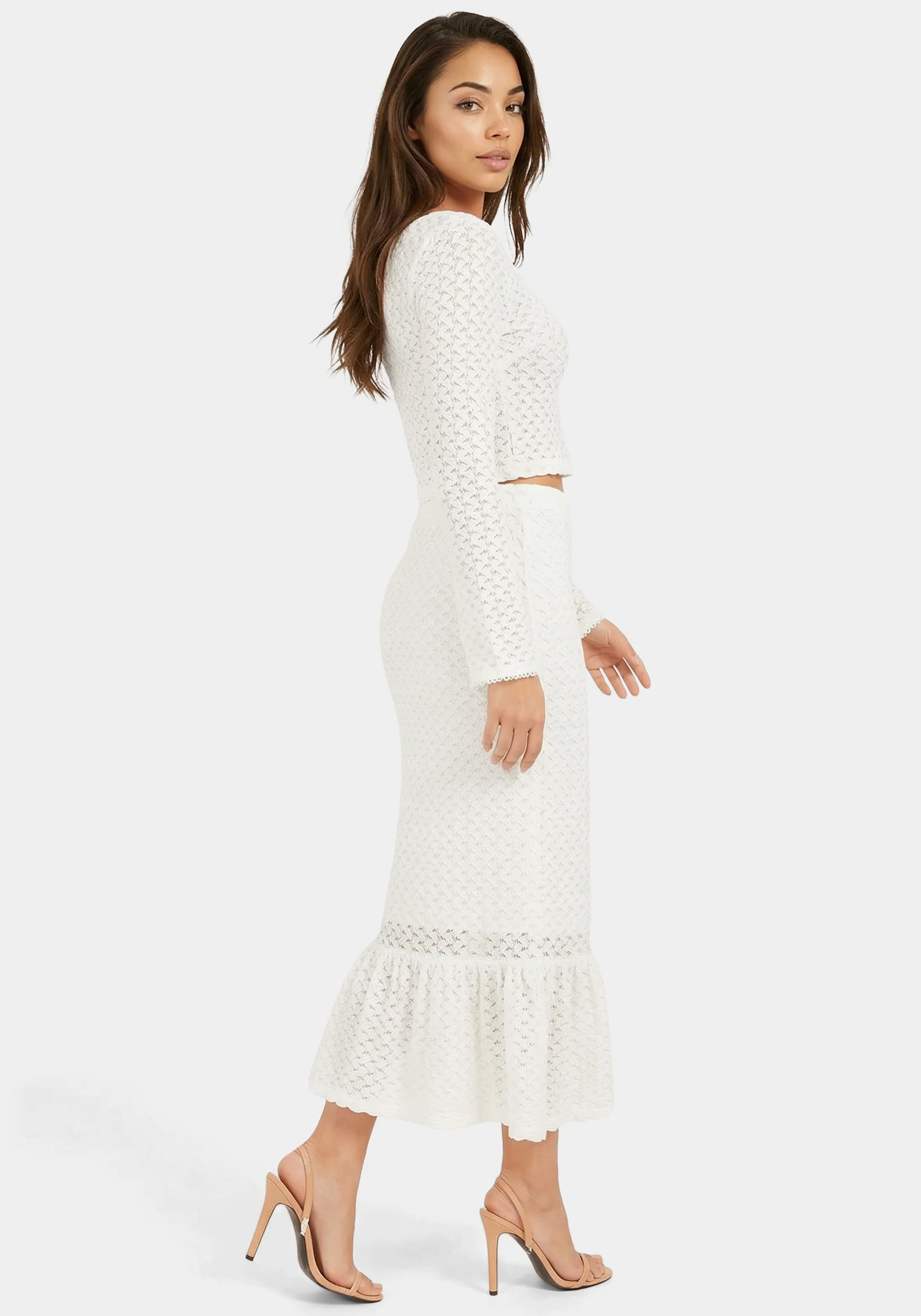 2-Piece Crochet Top Tiered Skirt Set