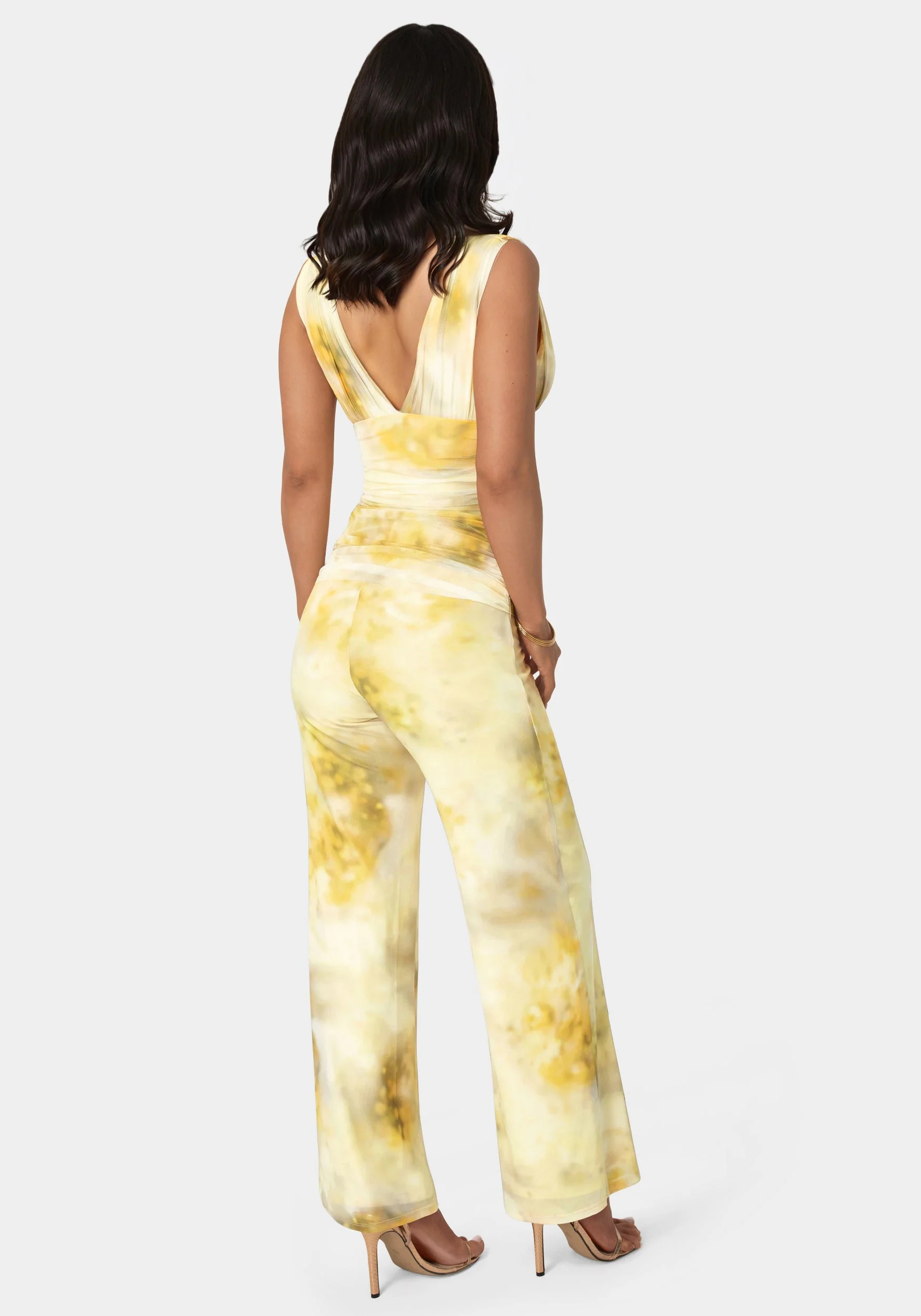 Shirred Waist Palazzo Leg Jumpsuit