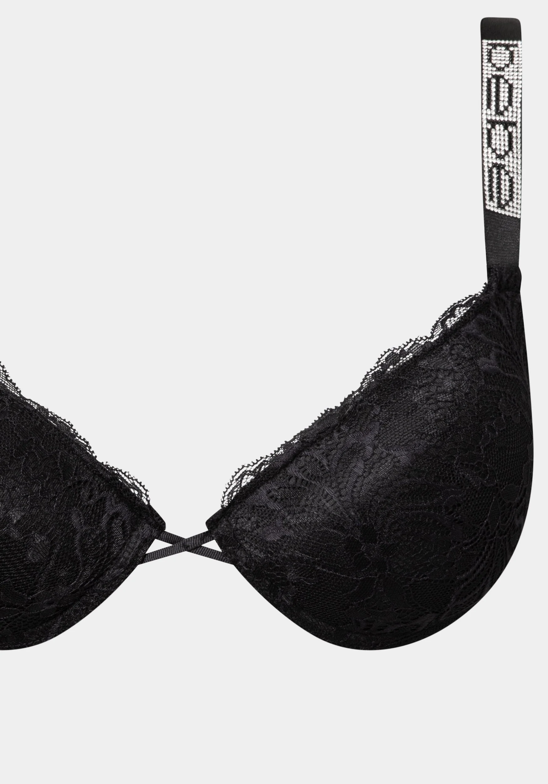 MEGA PUSH UP Lace Bra with Bebe Rhinestone Detail