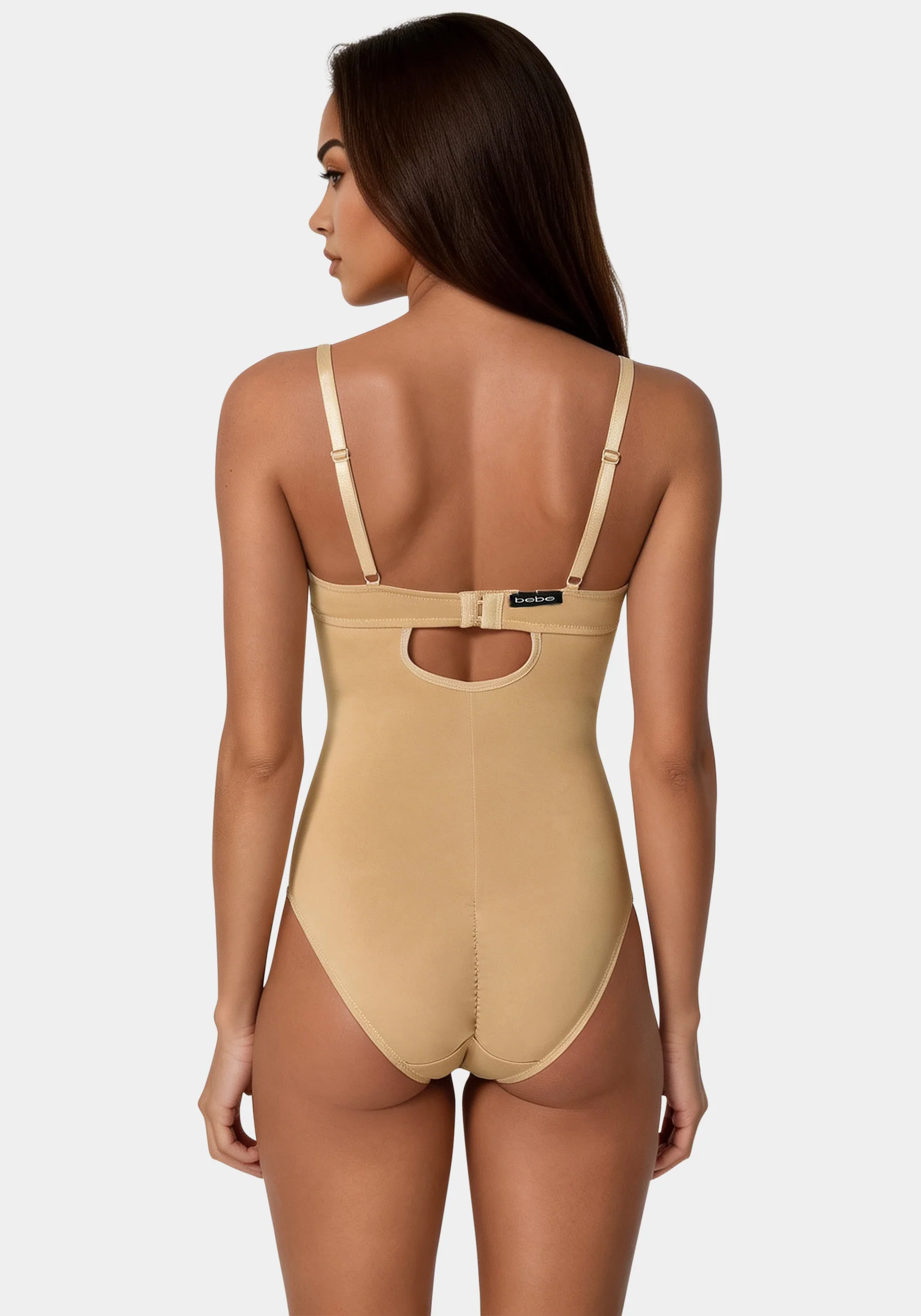 Microfiber and Mesh Detail Shaping Bodysuit