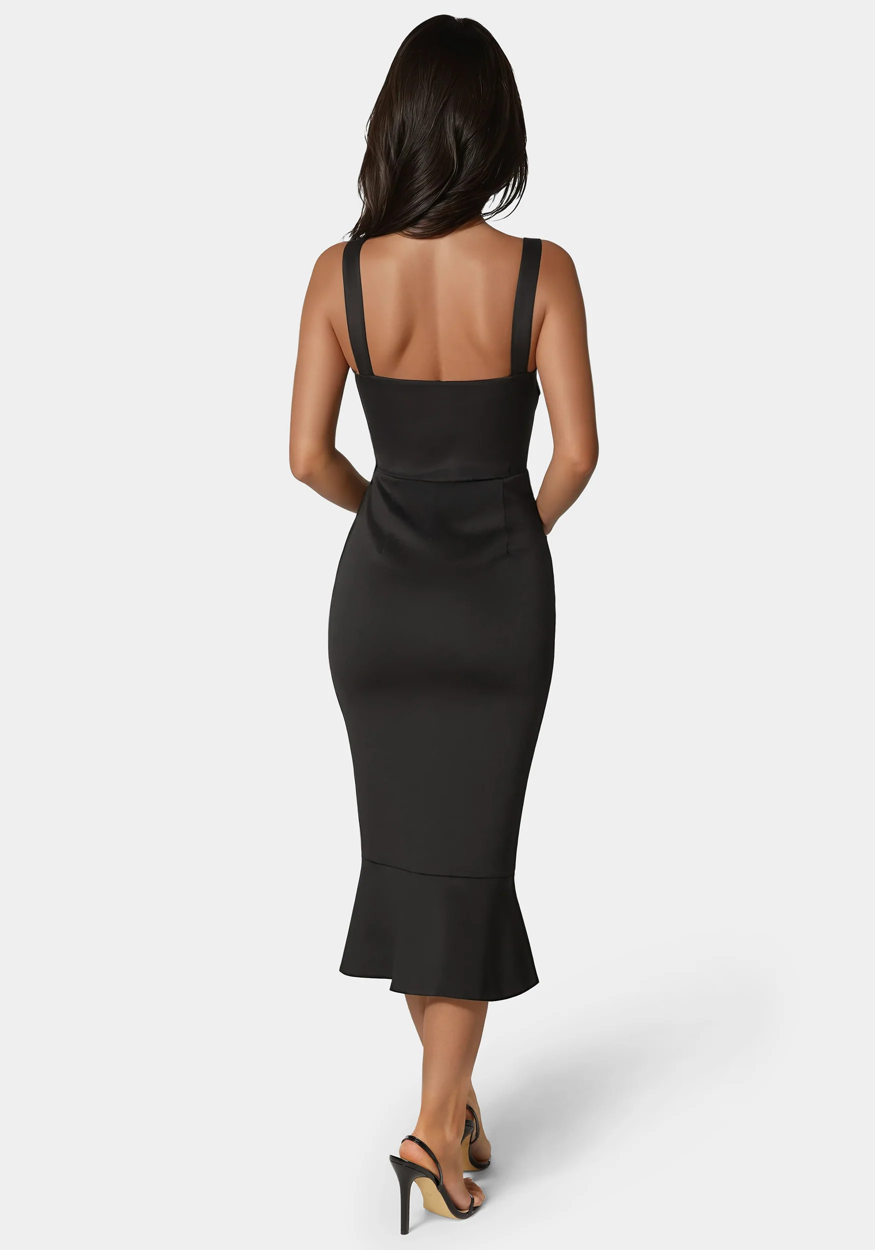 Scuba Bustier Ruffle Wrap Dress