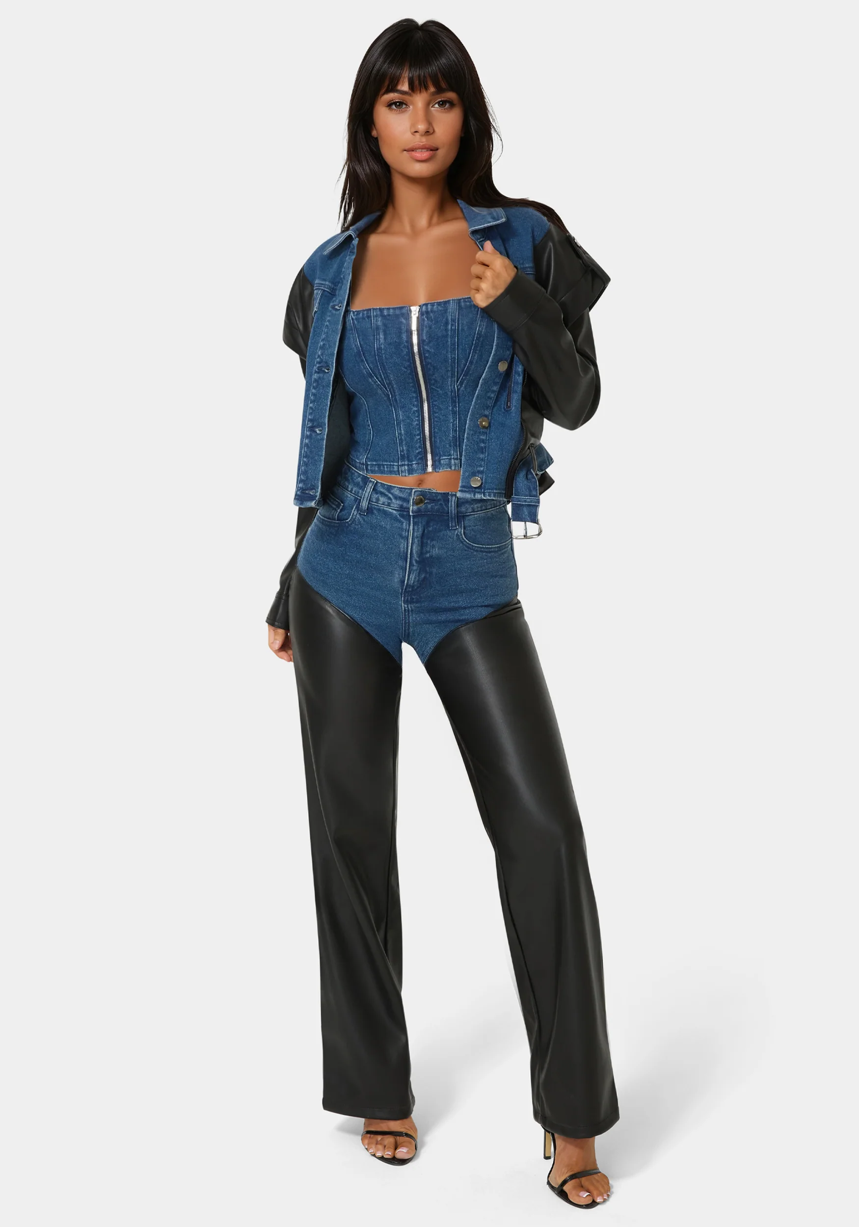 14286-high-waist-vegan-leather-combo-wide-leg-jean-2.webp High Waist Vegan Leather Combo Wide Leg Jean