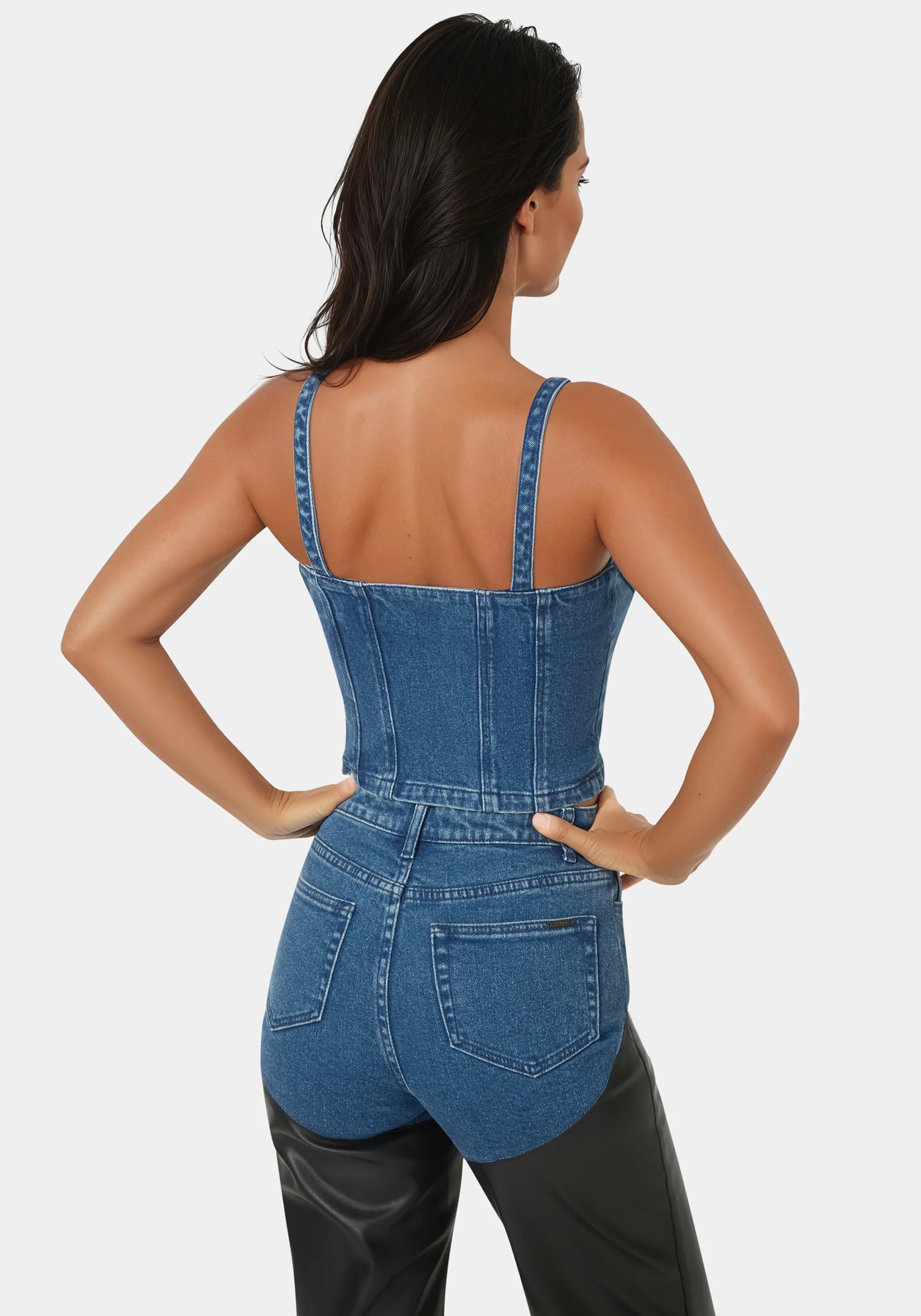 Zip Front Denim Bustier
