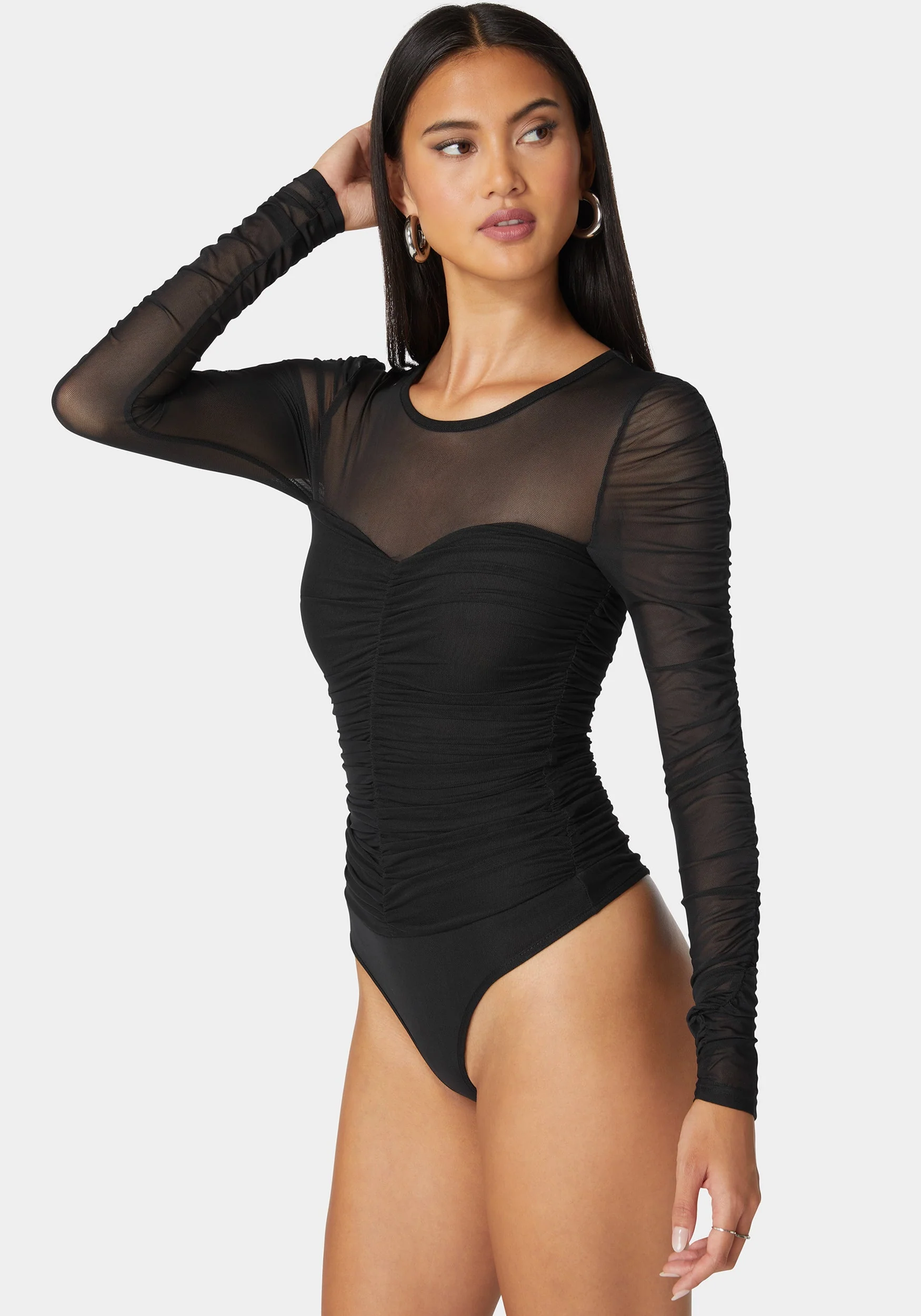 14367-sweetheart-neckline-shirred-mesh-bodysuit-2.webp Sweetheart Neckline Shirred Mesh Bodysuit